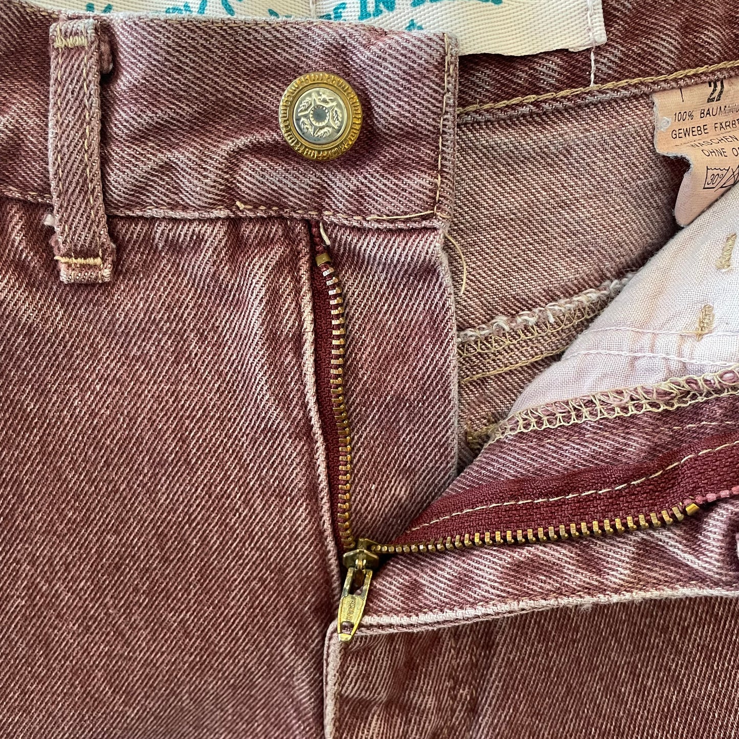 Burgundy Denim Pants Lampo Zip