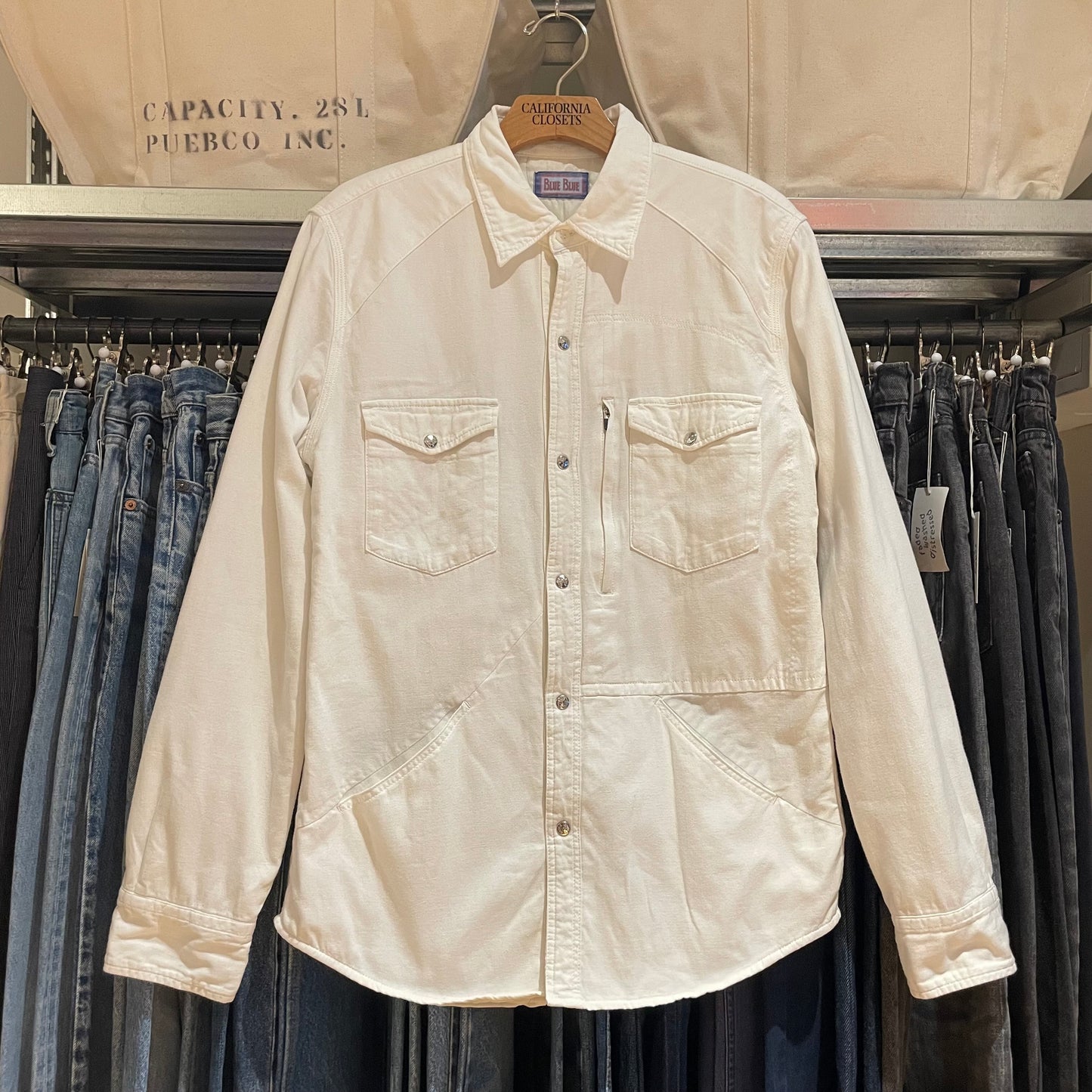 Padded Western Shirt Jacket White
