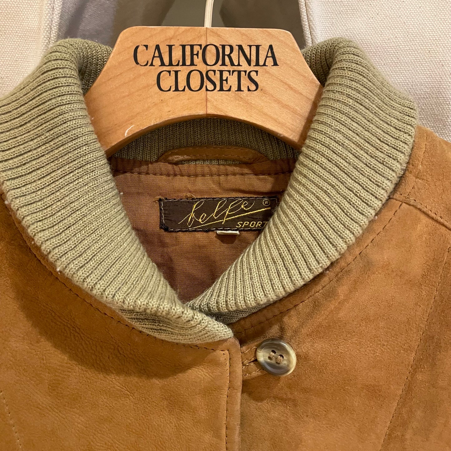 Rib Collar Leather Jacket Tan