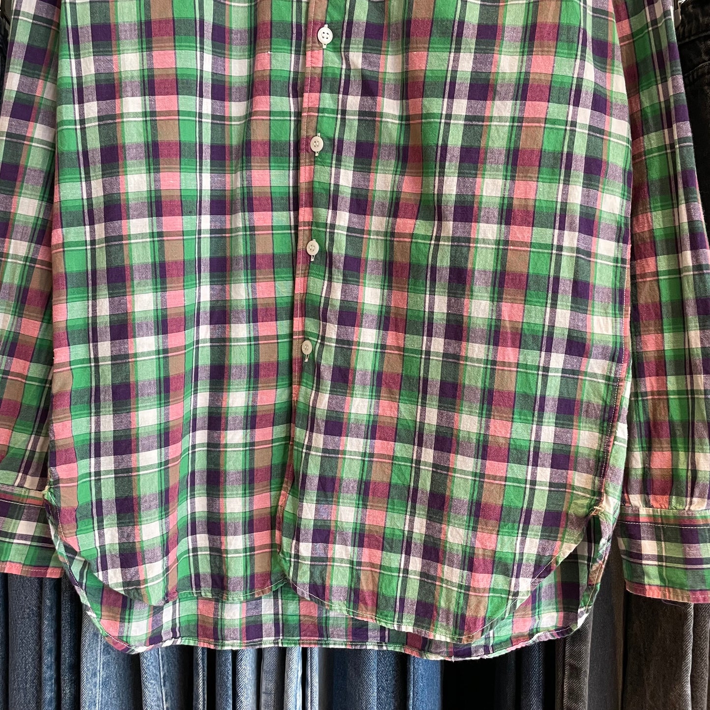 Plaid Button Down Shirt Multi Cotton