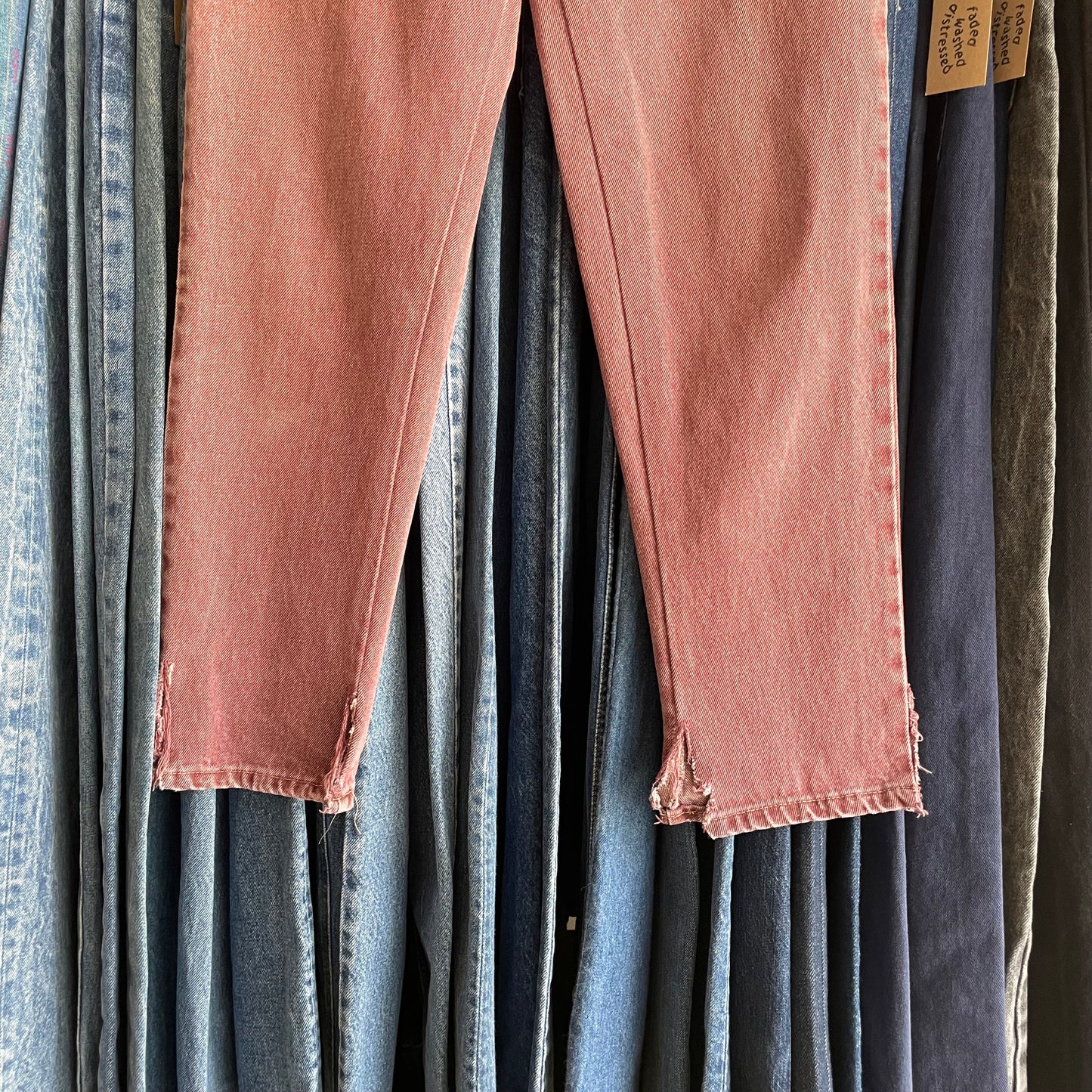 Burgundy Denim Pants Lampo Zip