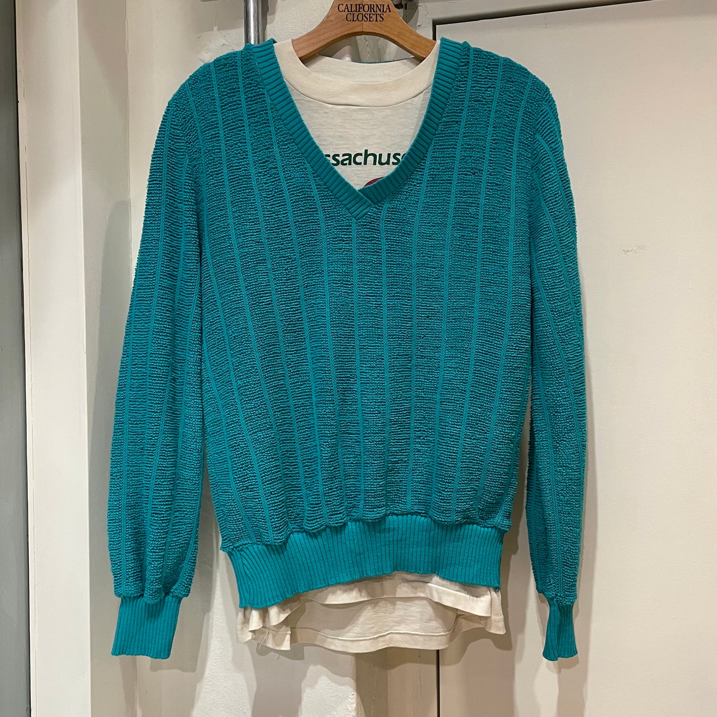 Acrylic V-Neck Sweater Blue
