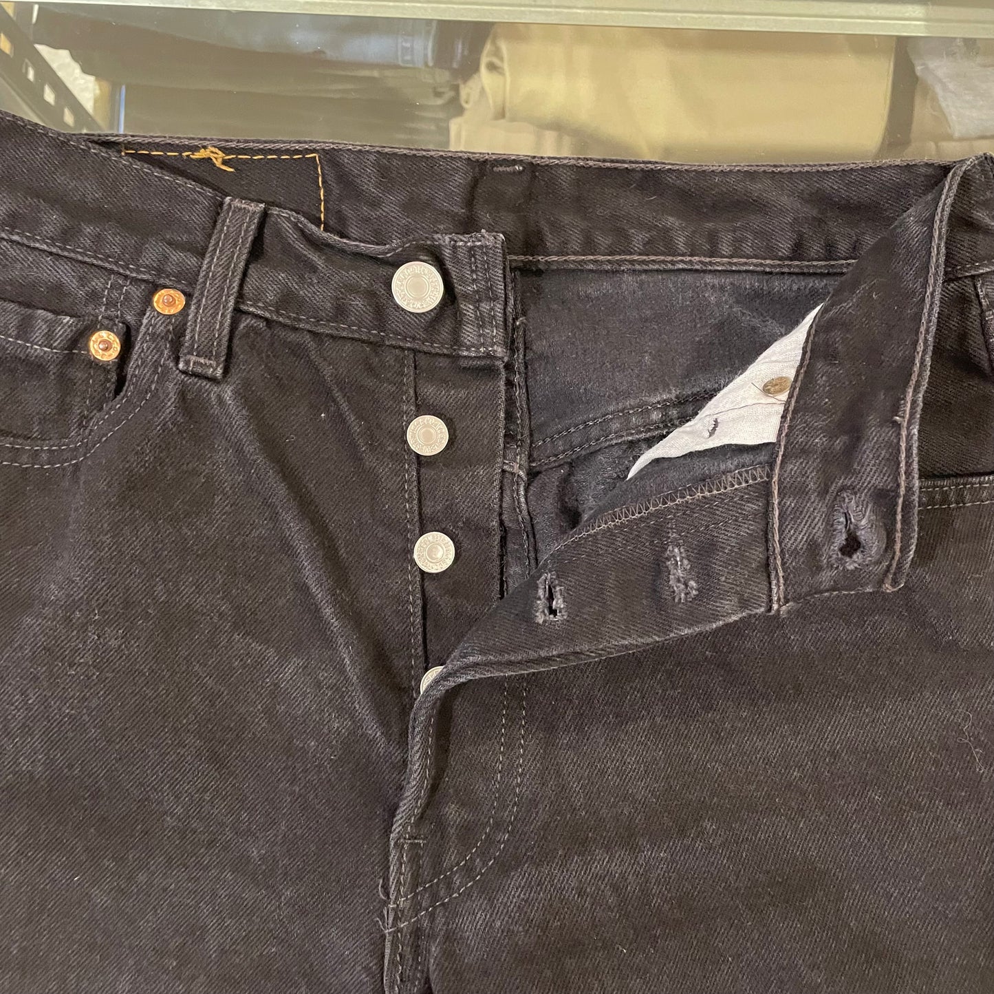 Black 501 Denim Jeans Button Fly USA