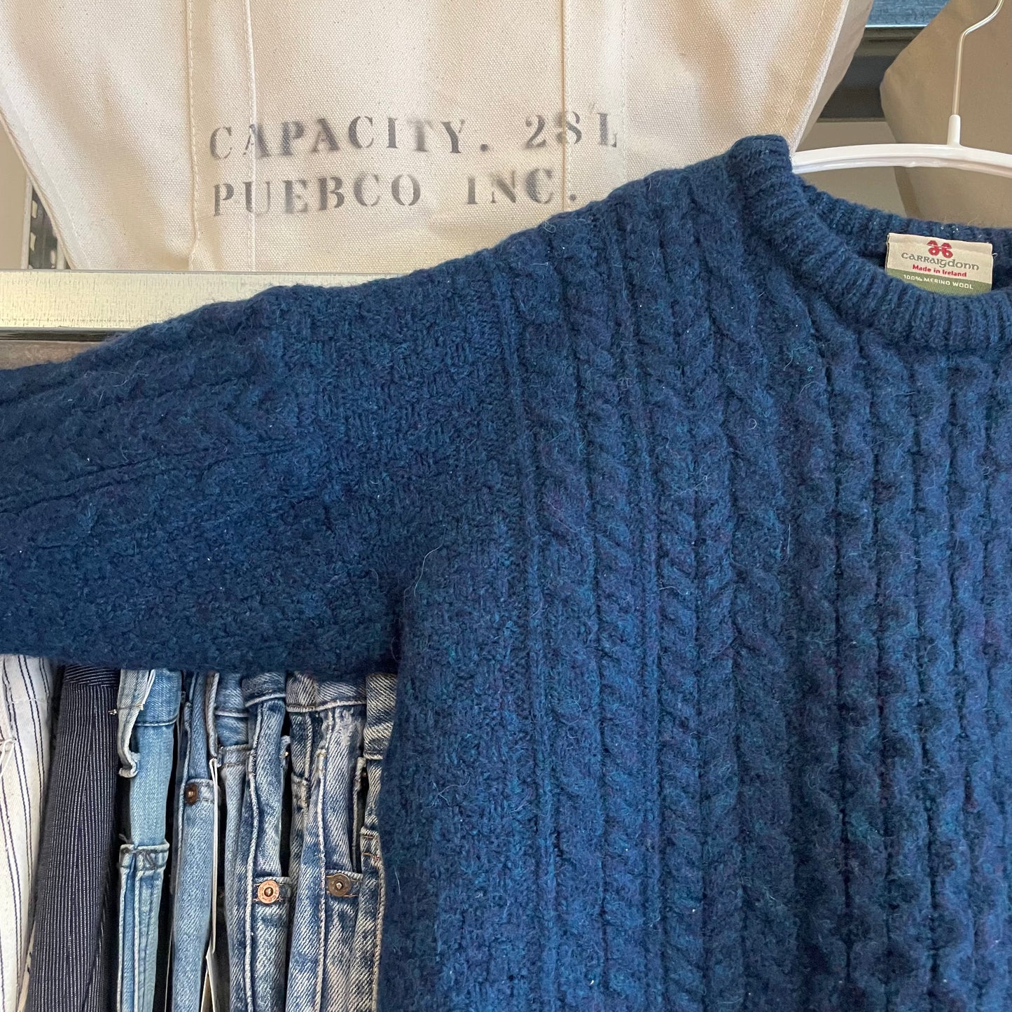 Cable Knit Merino Sweater Navy