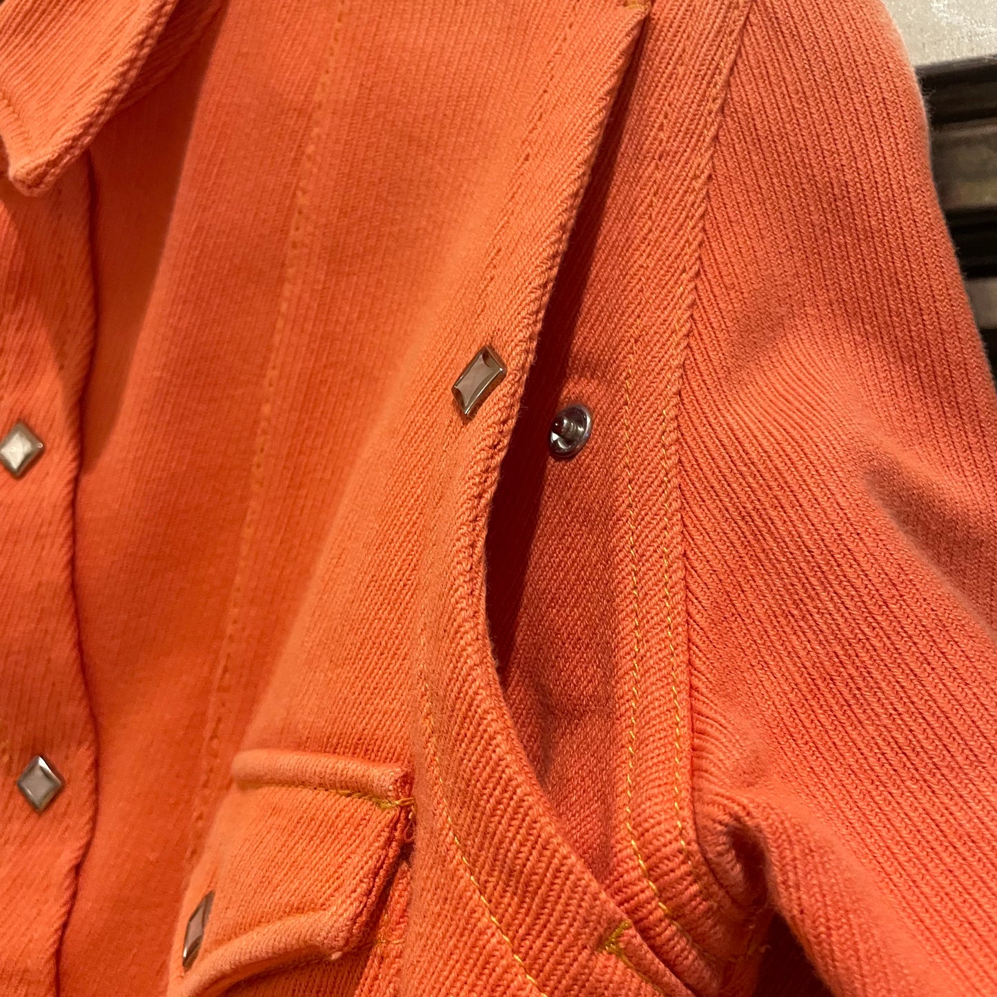 Diamond Snap Western Orange Shirt Jacket