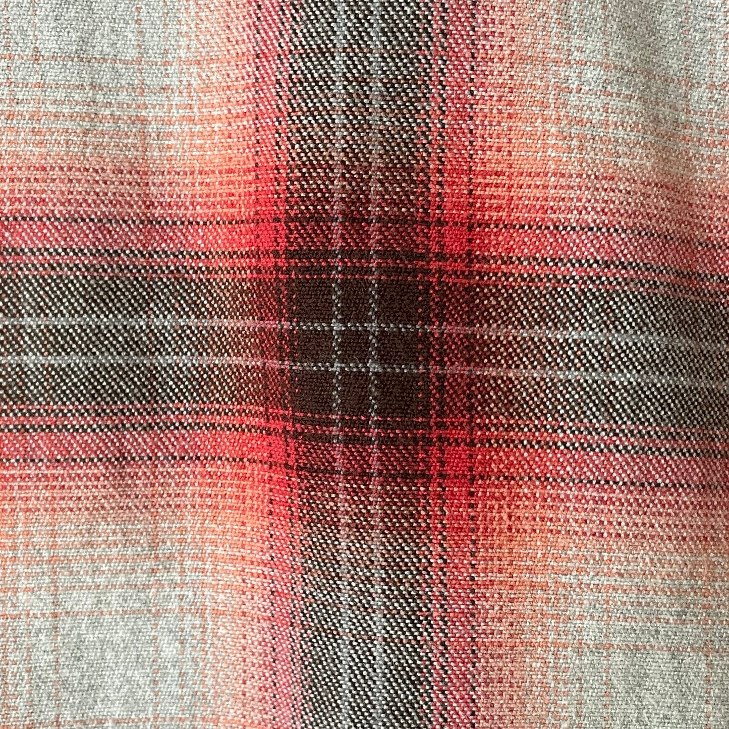 Faded Red-Grey Plaid Flannel Shirt
