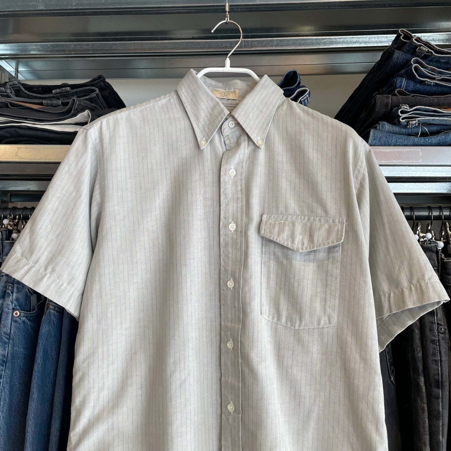 Stripe Button-Down Shirt Gray