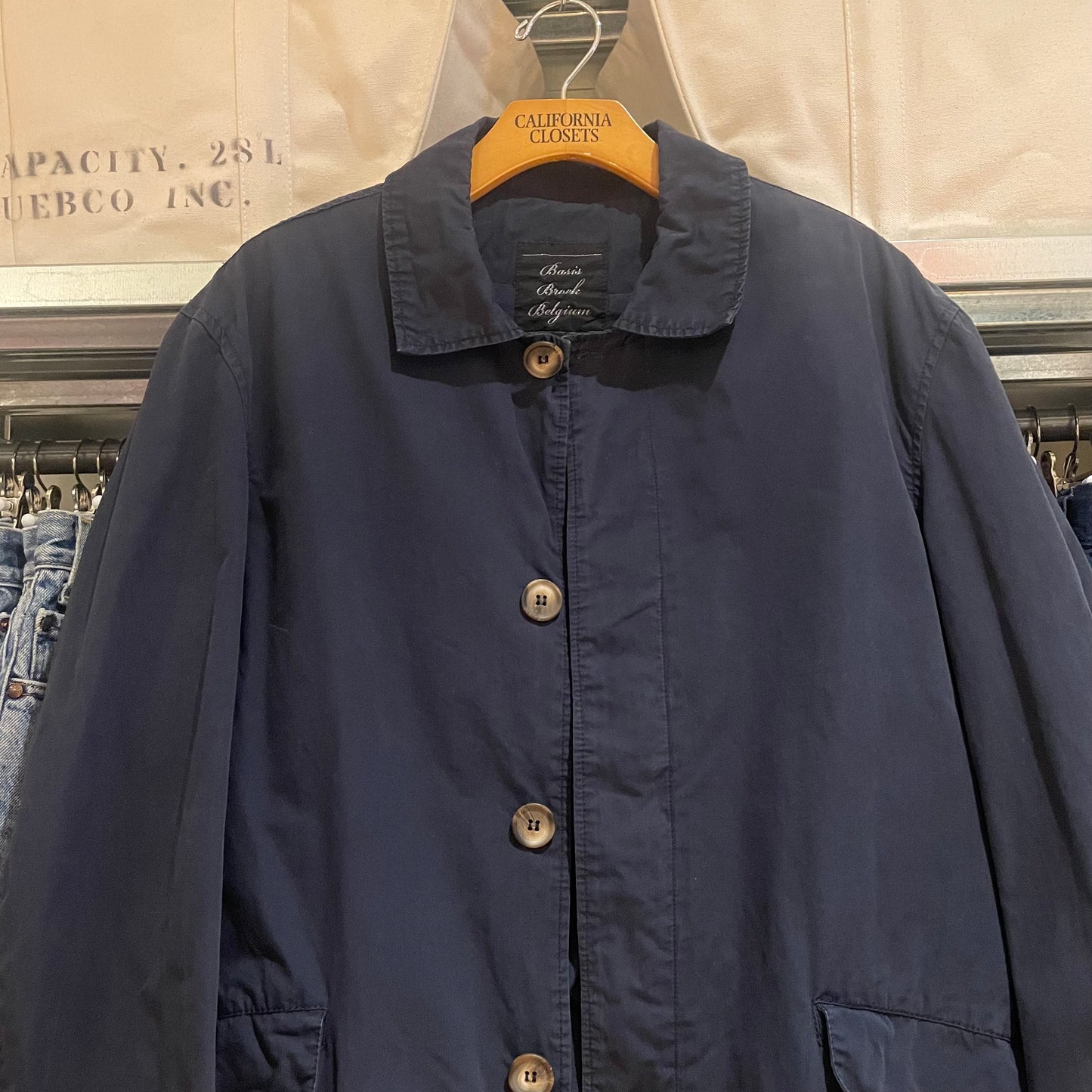 Single Collar Cotton Jacket Washed Navy