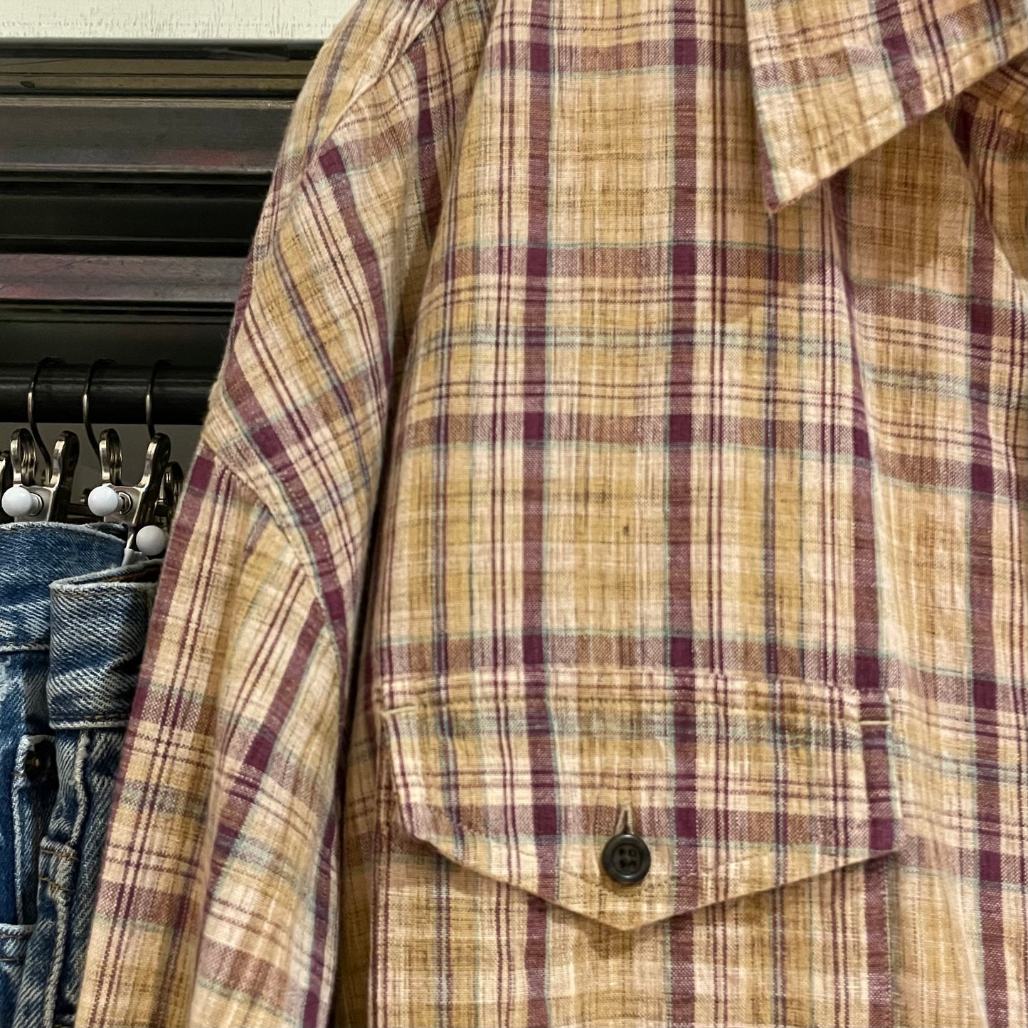 Plaid Cotton Shirt Beige