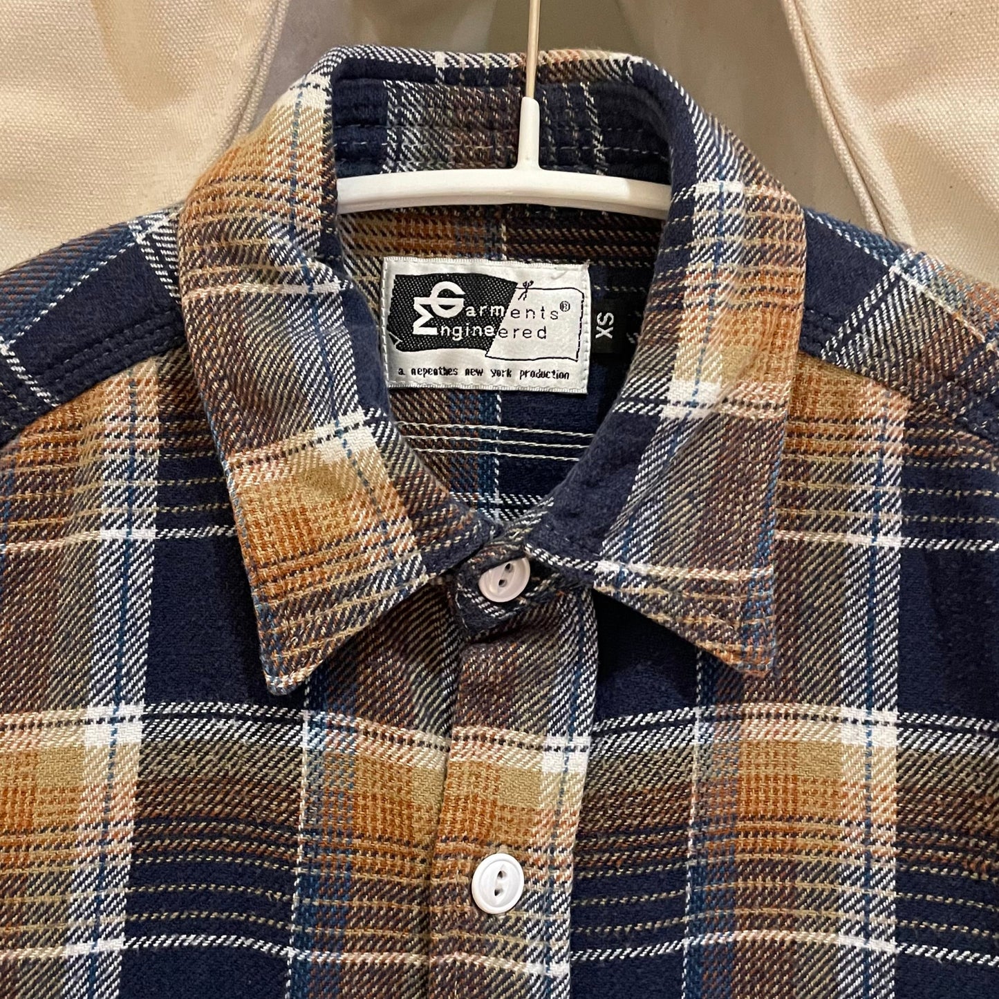Navy/Mustard Flannel Shirt w/ Cigarette Pocket
