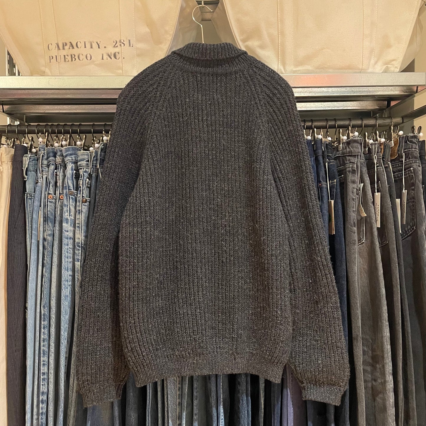 Ribbed Wool Cardigan Chacoal