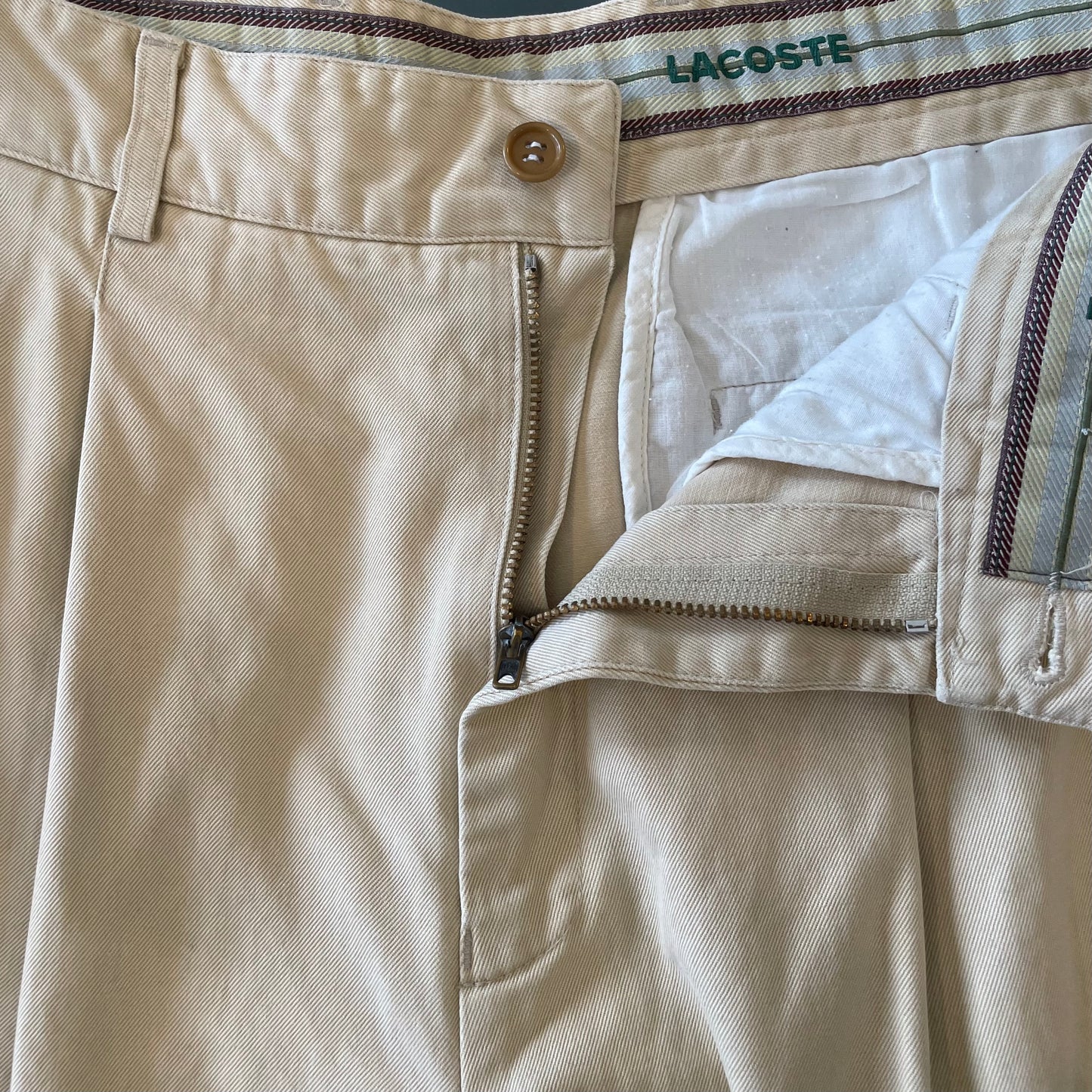 Two-Plested Cotton Trousers Beige