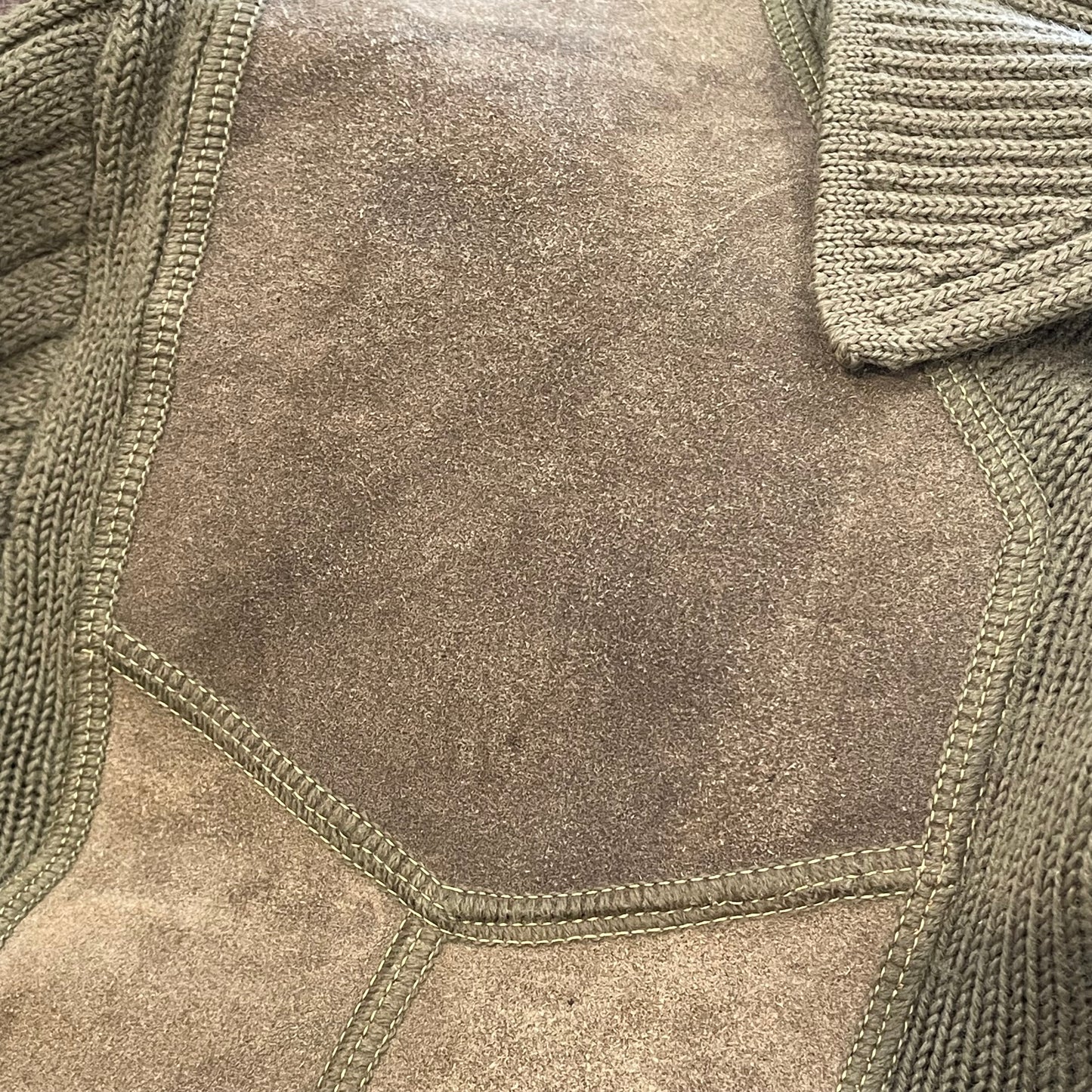 Panelled Knit Leather Zip Jacket