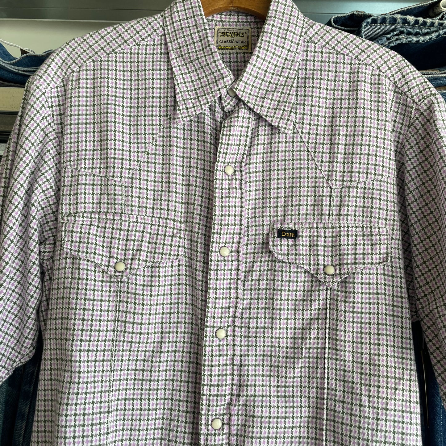 Western Shirt Short Sleeve Pink Green