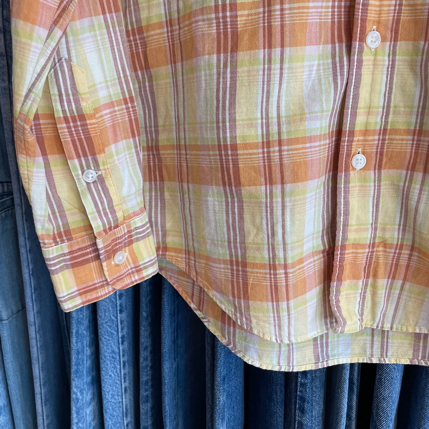 Plaid Check Shirt Orange Yellow