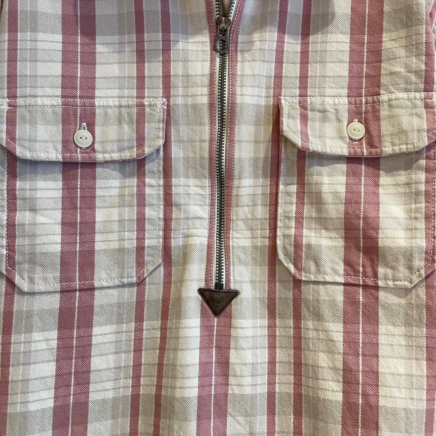 Pink White Plaid Zip Front Shirt