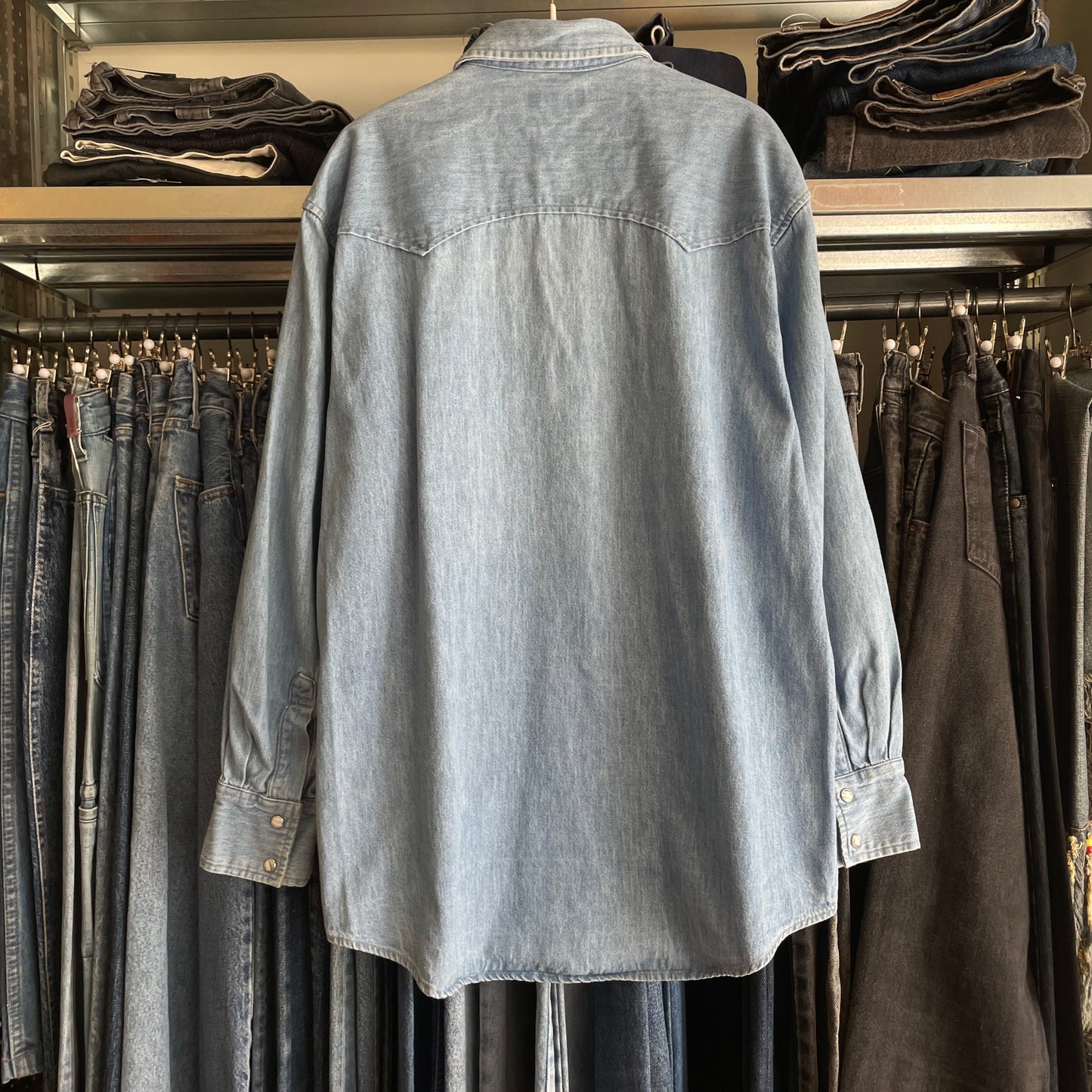 Snap Western Denim Shirt Blue
