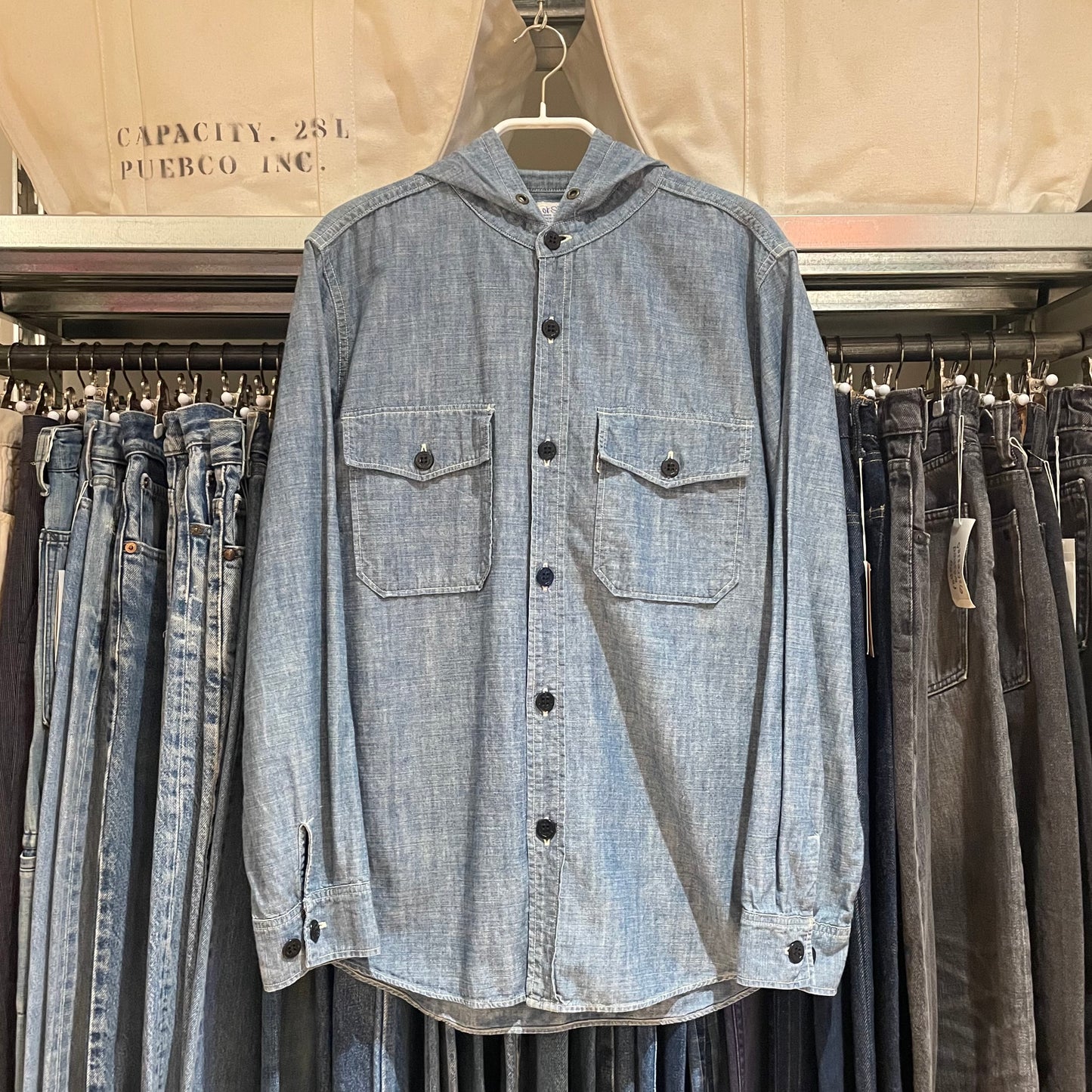 Chambray Hooded Shirt