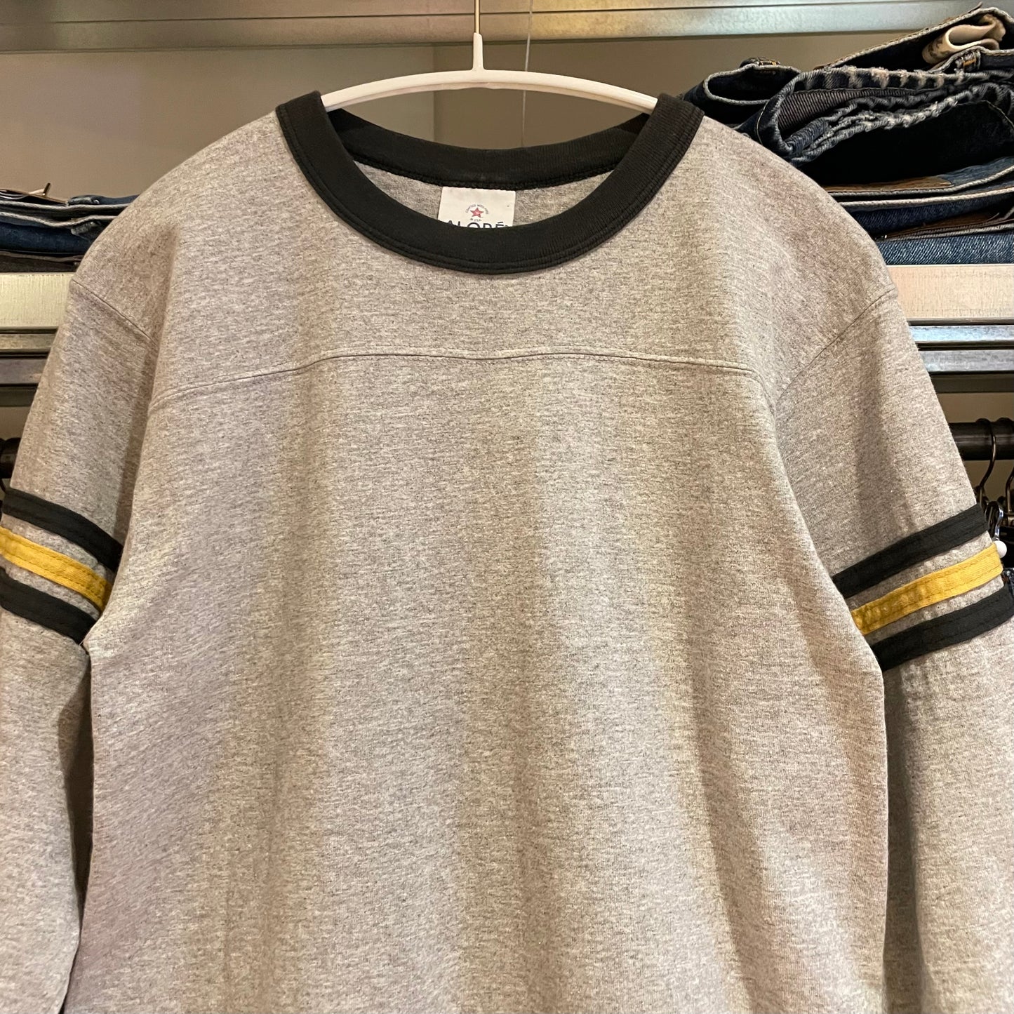 Double Stripe Ringer Tee Heather Grey