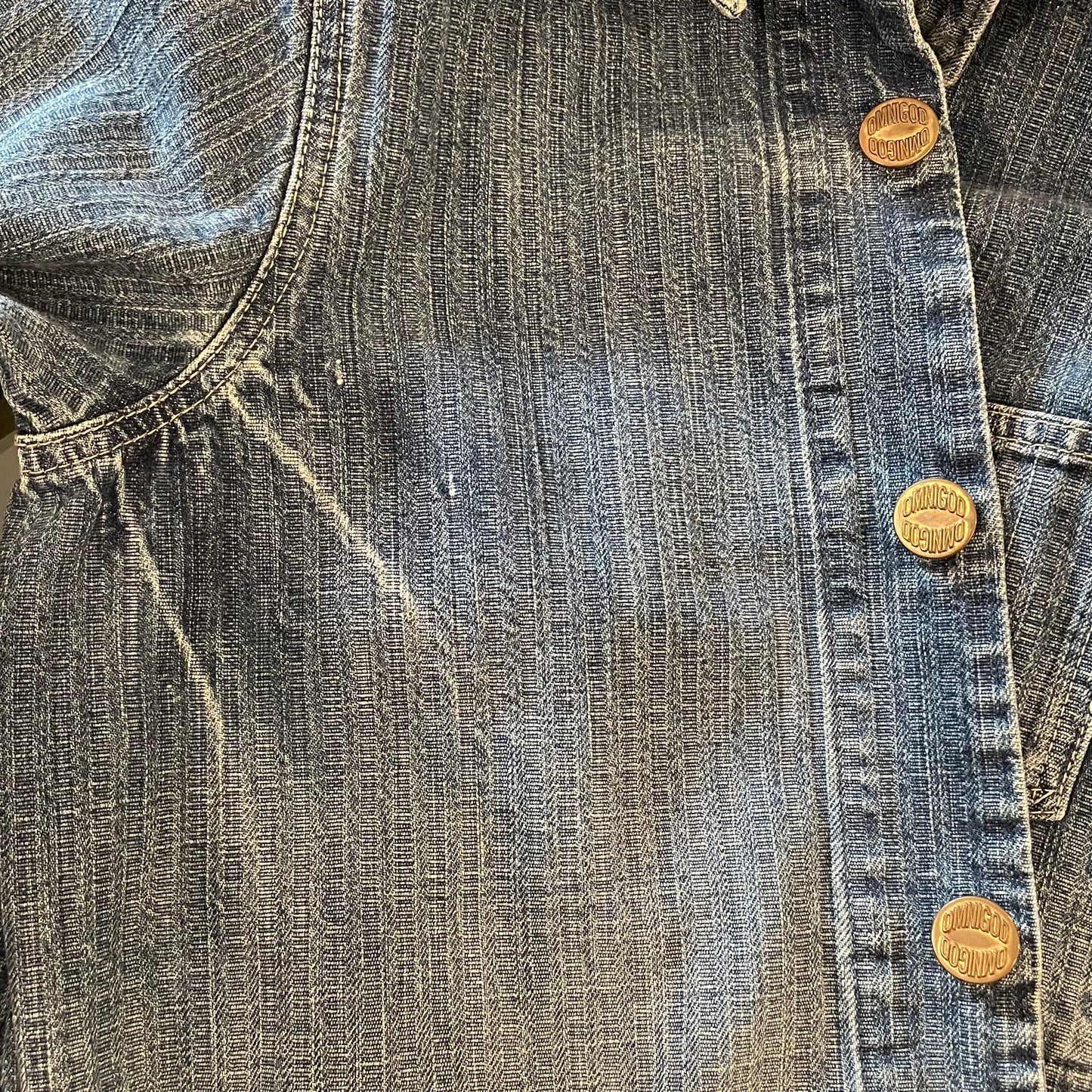 Work Jacket Denim Faded Washed Distressed