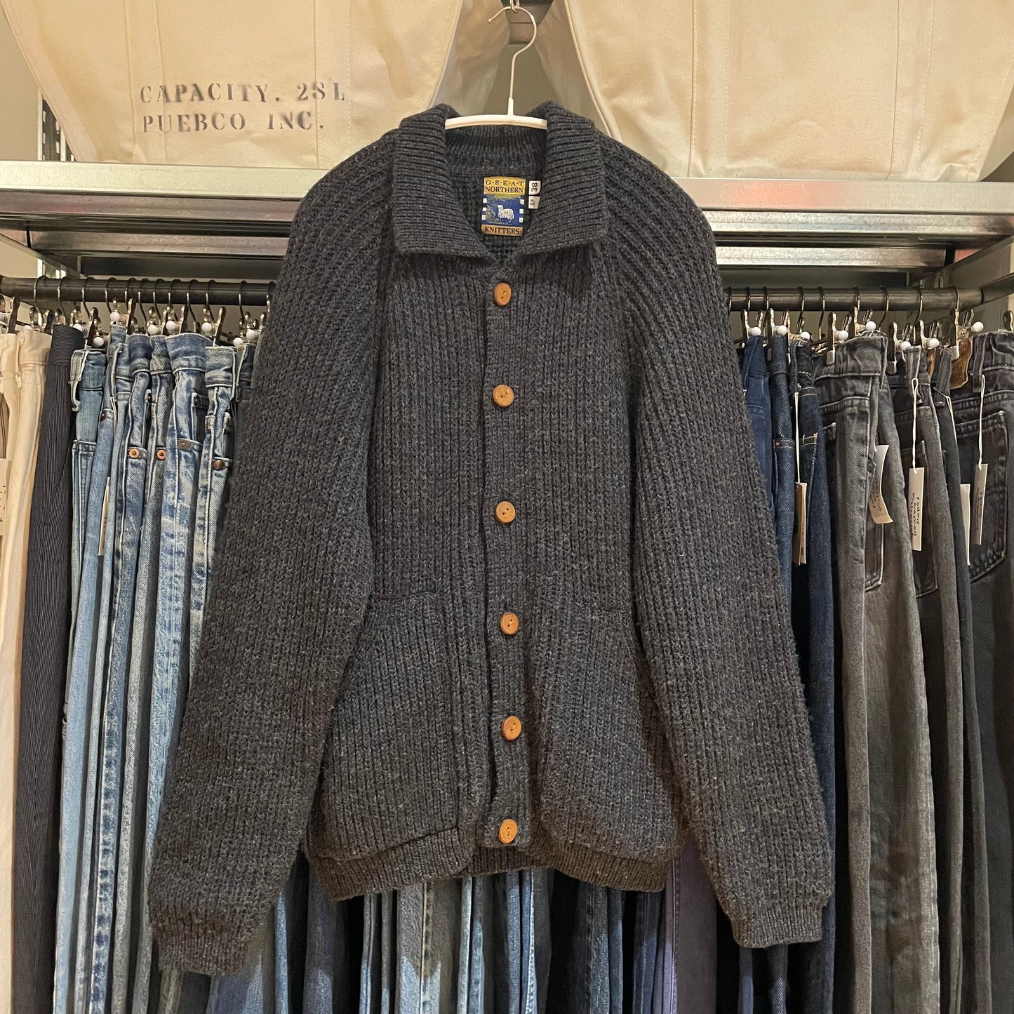 Ribbed Wool Cardigan Chacoal