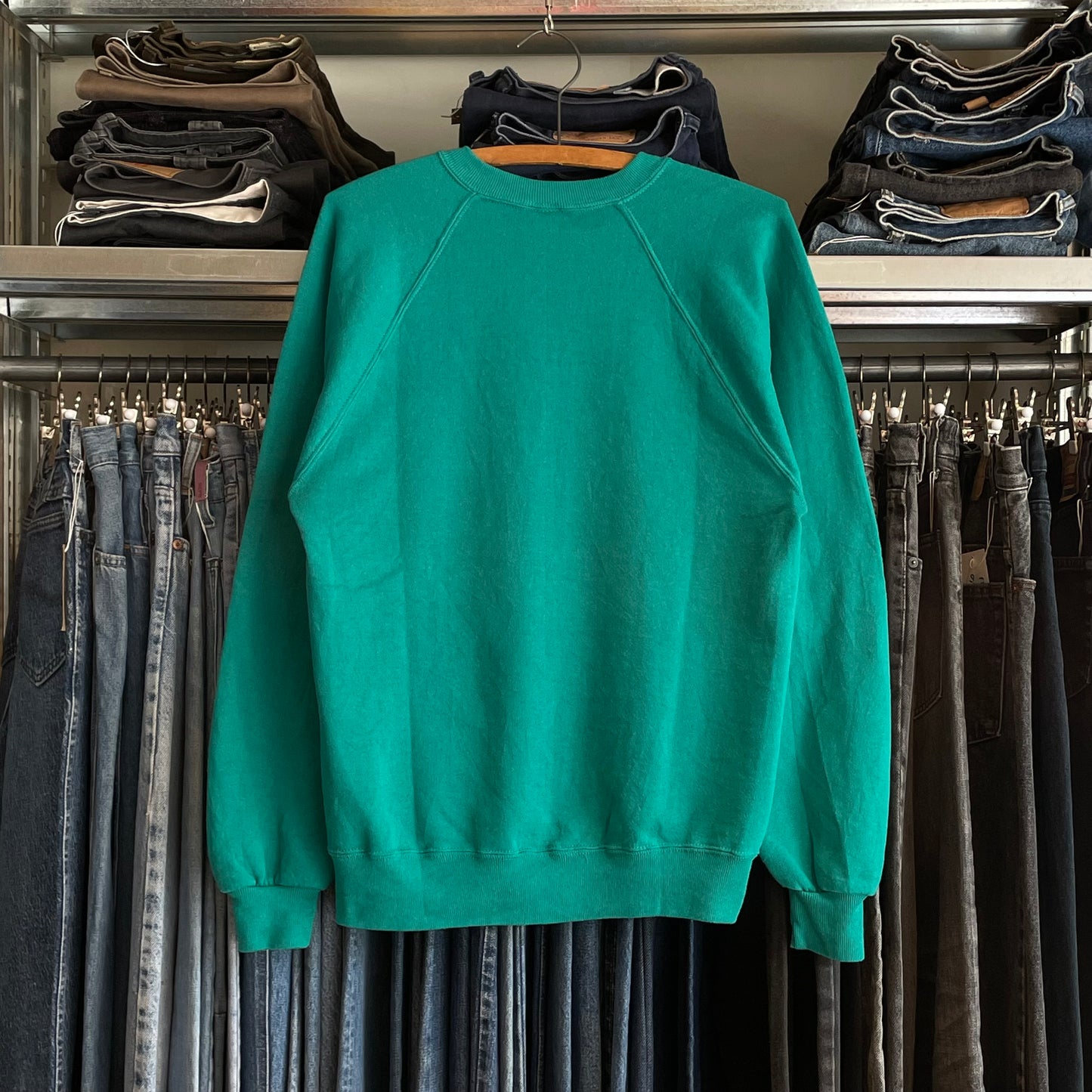 Hawaii Sweatshirt Hibiscus Green Tubular Raglan