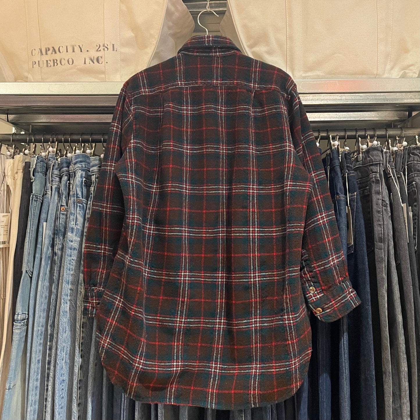 Plaid Virgin Wool Flannel Shirt Red