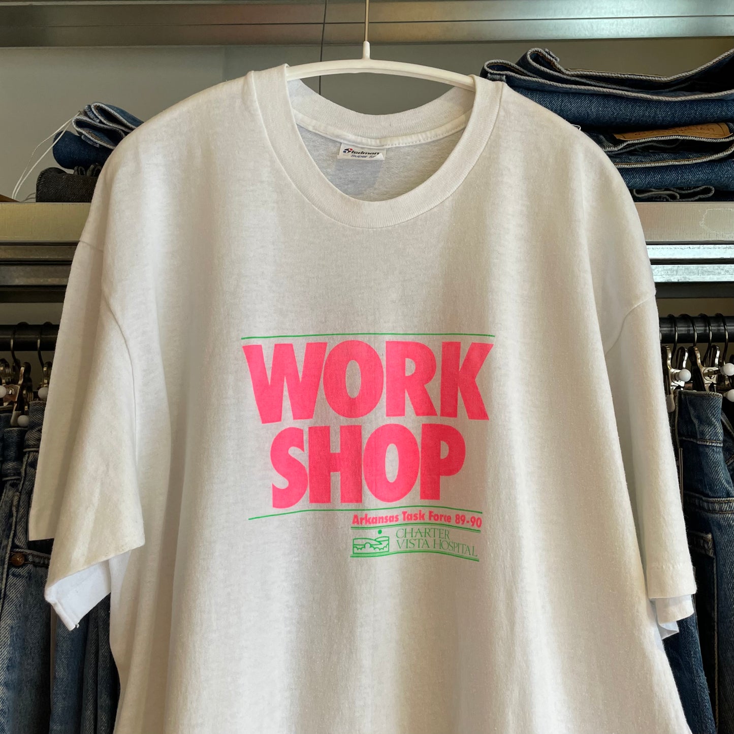 Workshop Task Force Tee White Pink Print