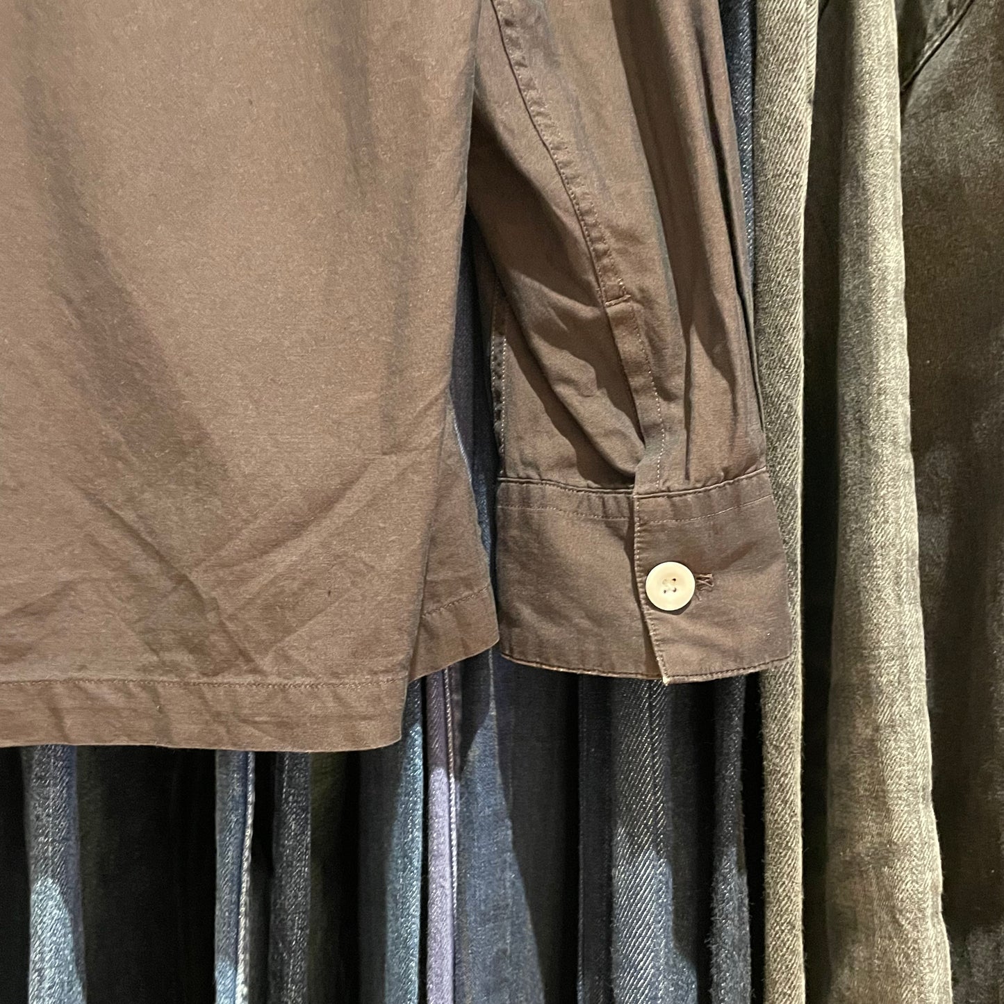 Black Button-Flap Work Shirt Canolini Superfine Cotton