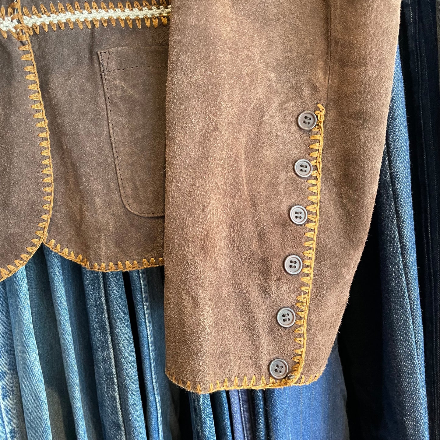 Whipstitch Genuine Leather Blazer Brown
