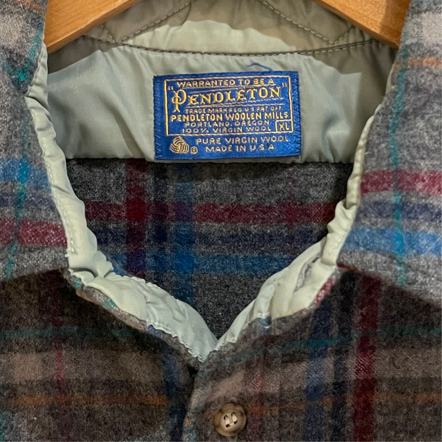 Plaid Wool Flannel Shirt with Elbow Patches Gray