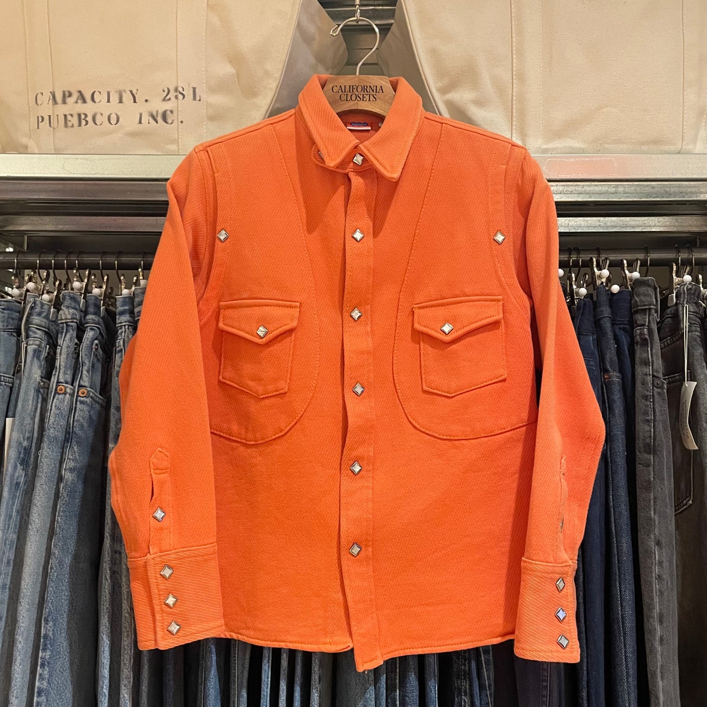 Diamond Snap Western Orange Shirt Jacket