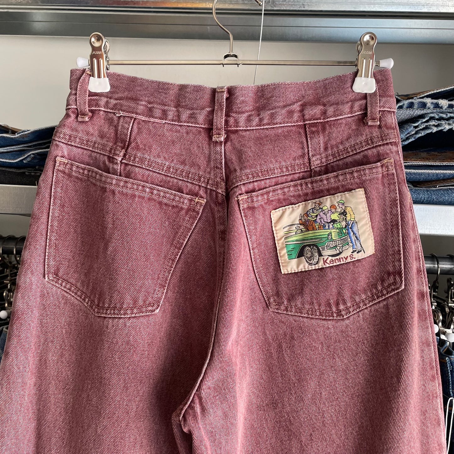 Burgundy Denim Pants Lampo Zip
