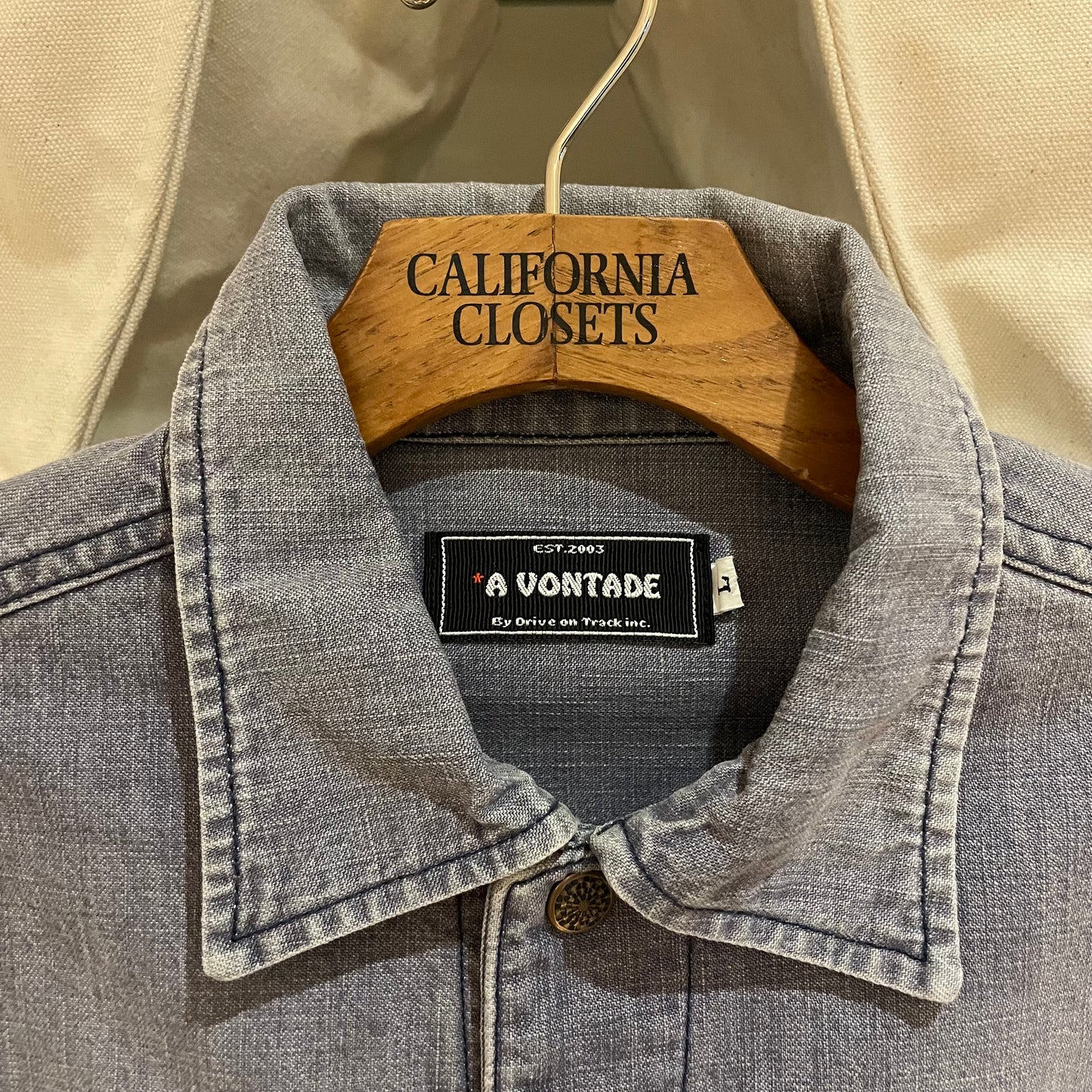 Denim Snap-Button Work Shirt Light Blue Faded