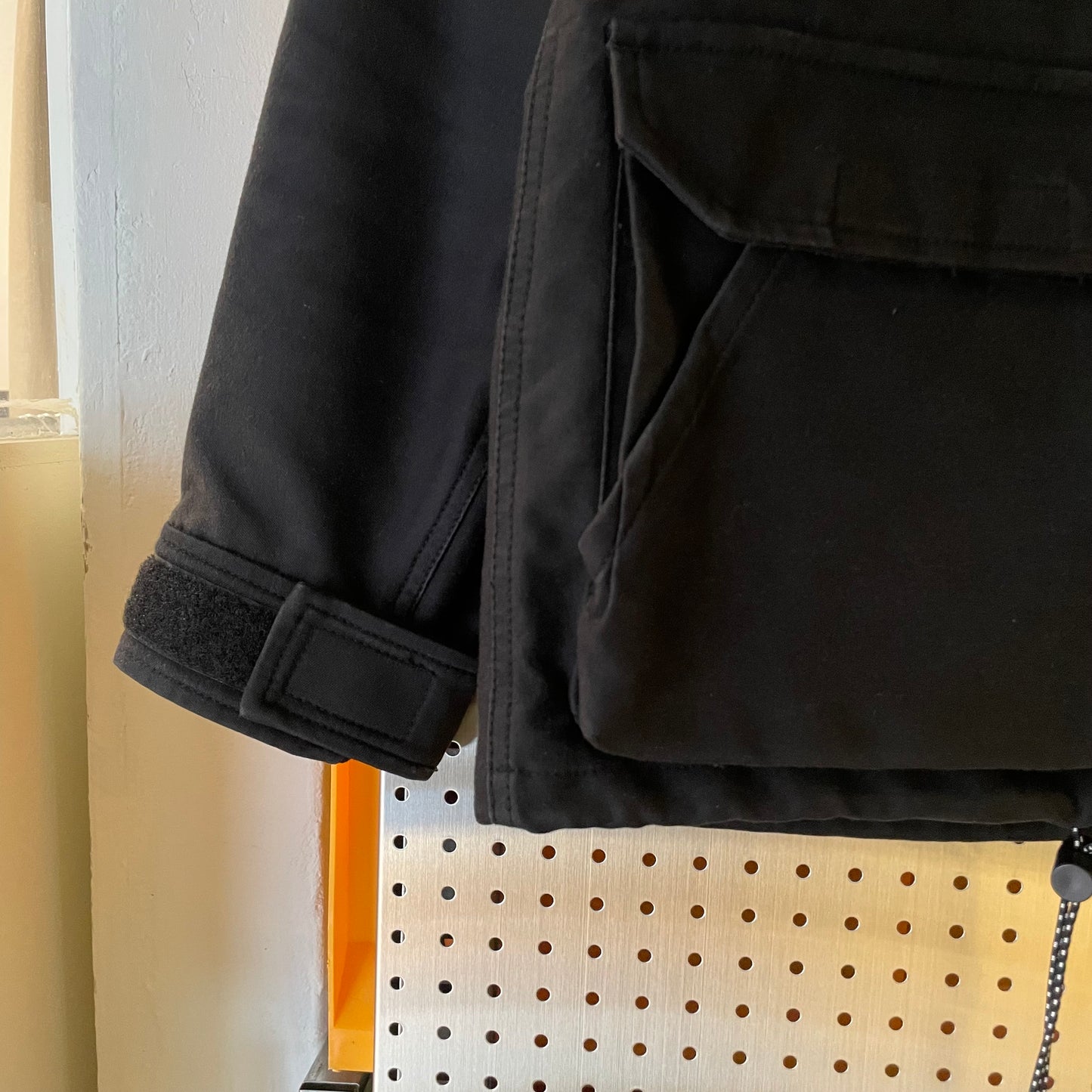Black Cotton-Wool Hooded Utility Jacket