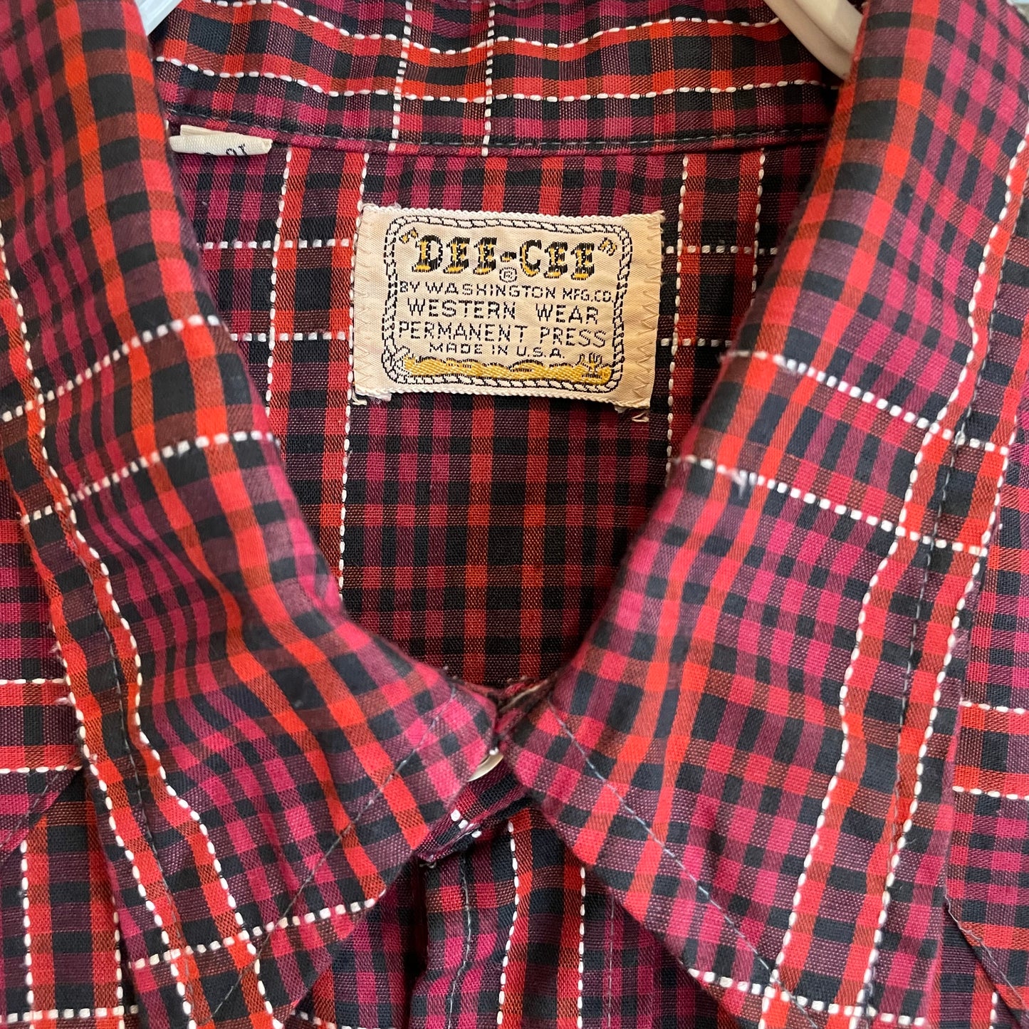 Plaid Western Shirt Red Snap-Button