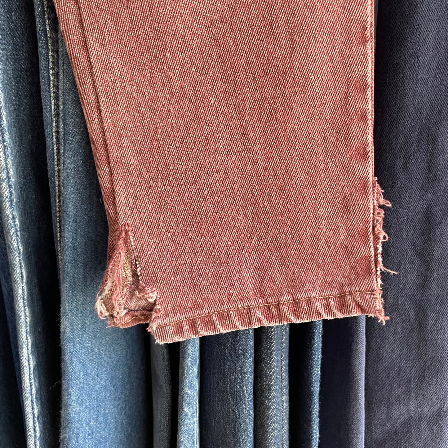 Burgundy Denim Pants Lampo Zip