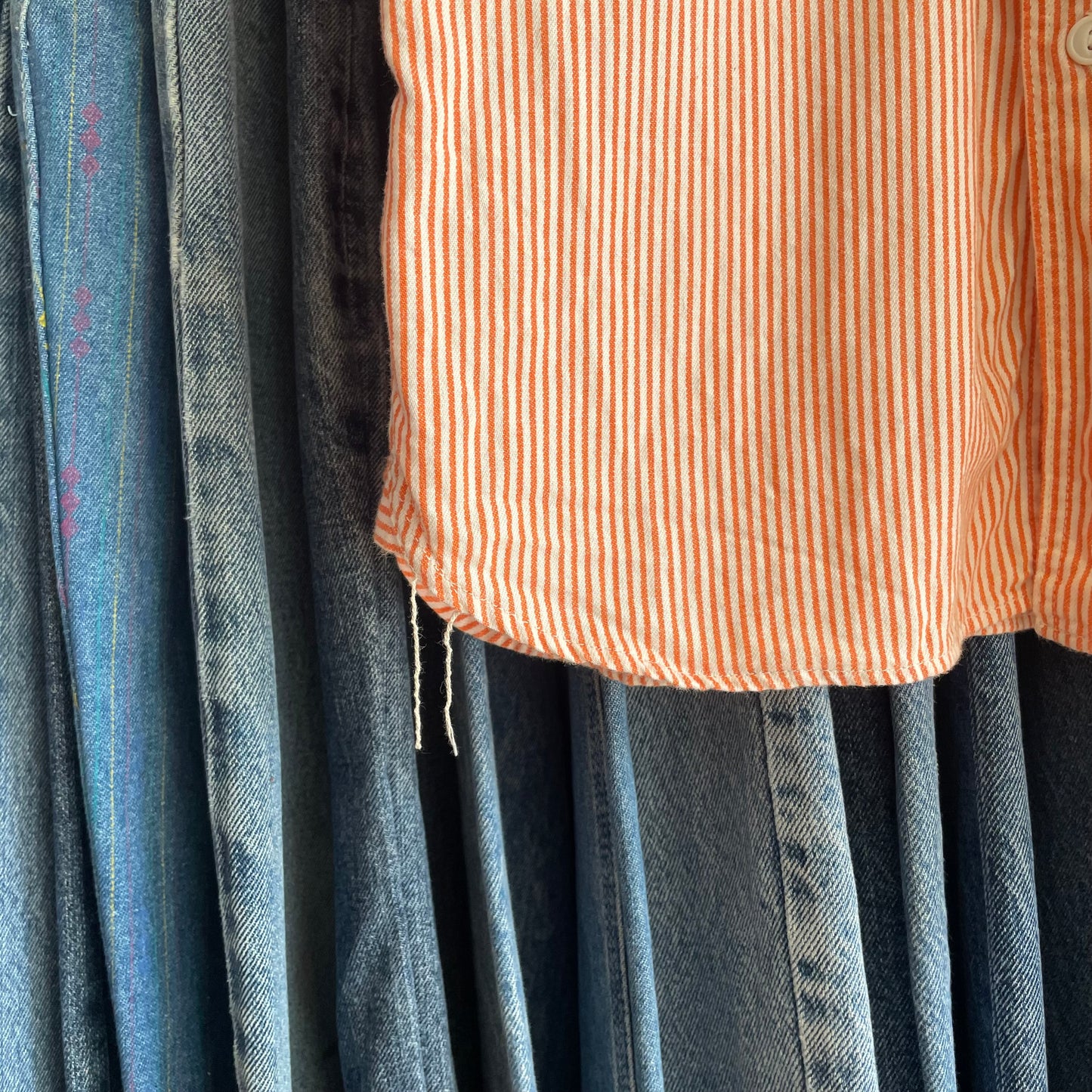 Striped Shirt Orange White Short Sleeve
