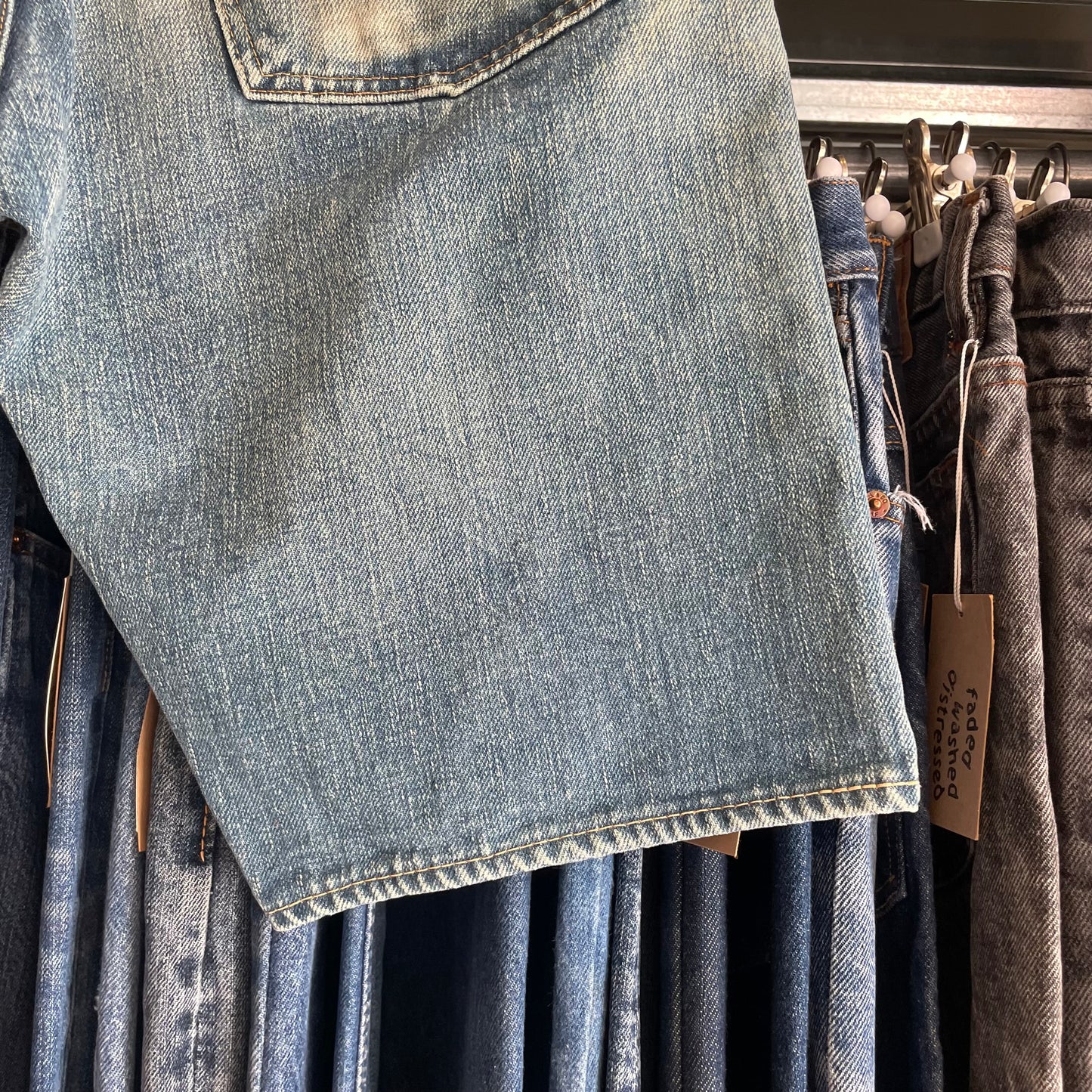 Faded Washed Denim Shorts