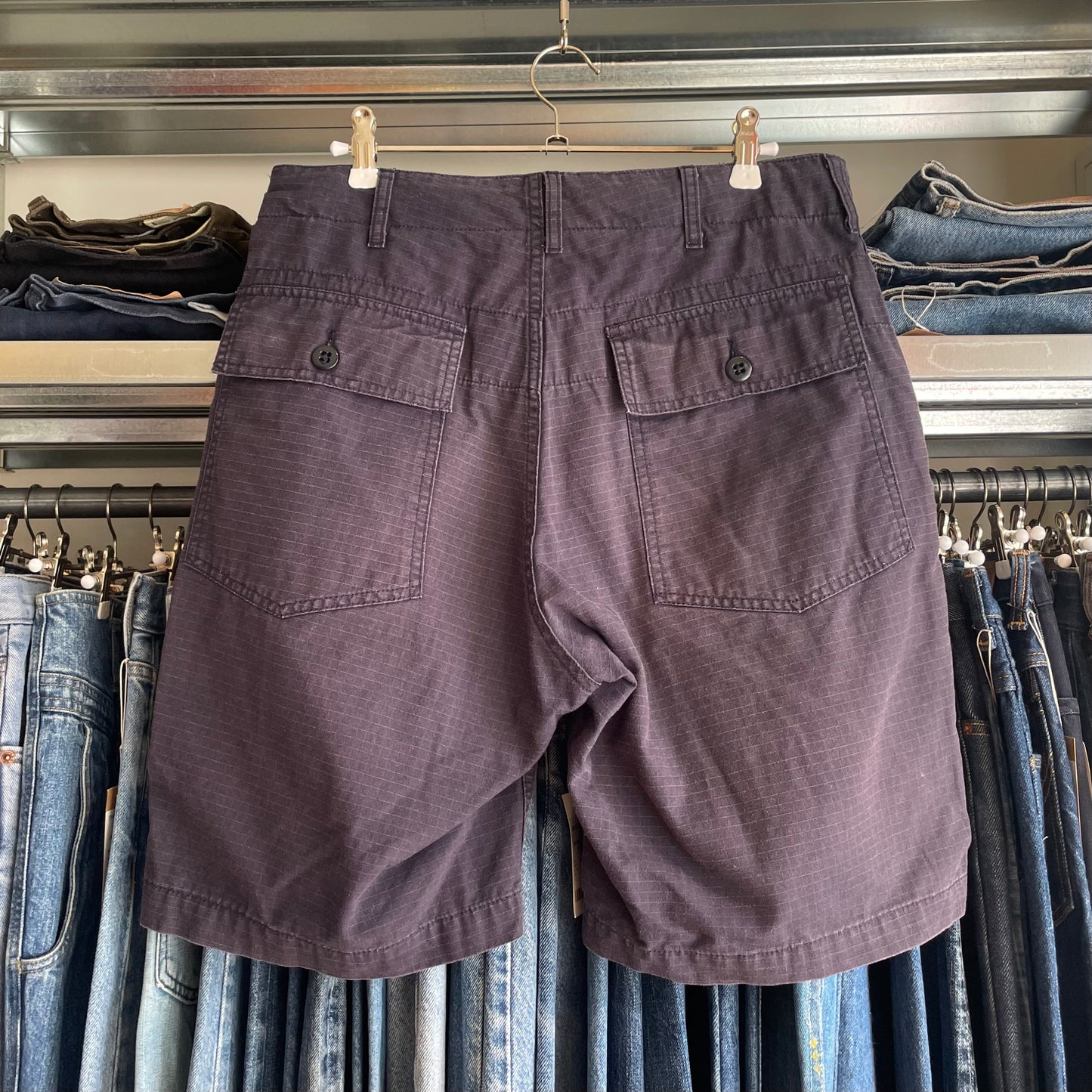 EG Navy Cotton Shorts Talon Zip