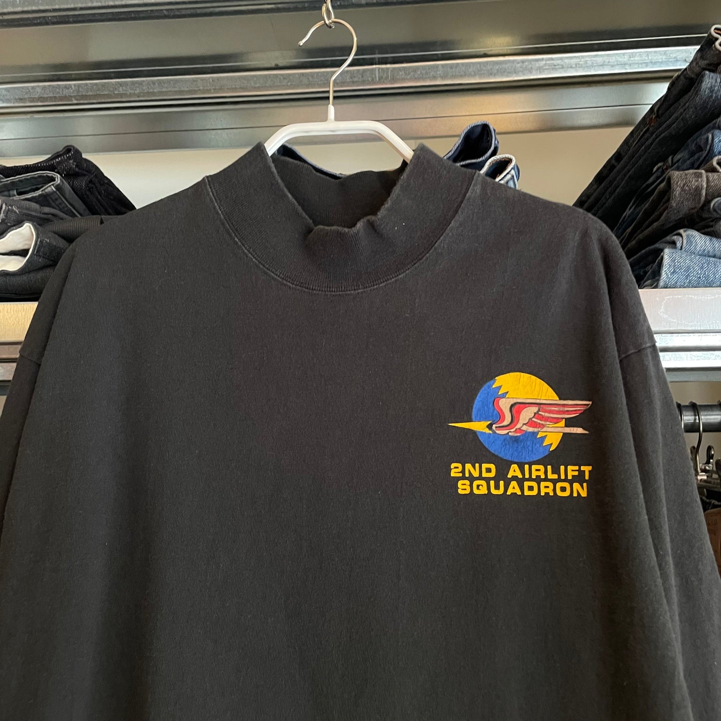 2nd Airlift Squadron L/S T-Shirt Black Cotton