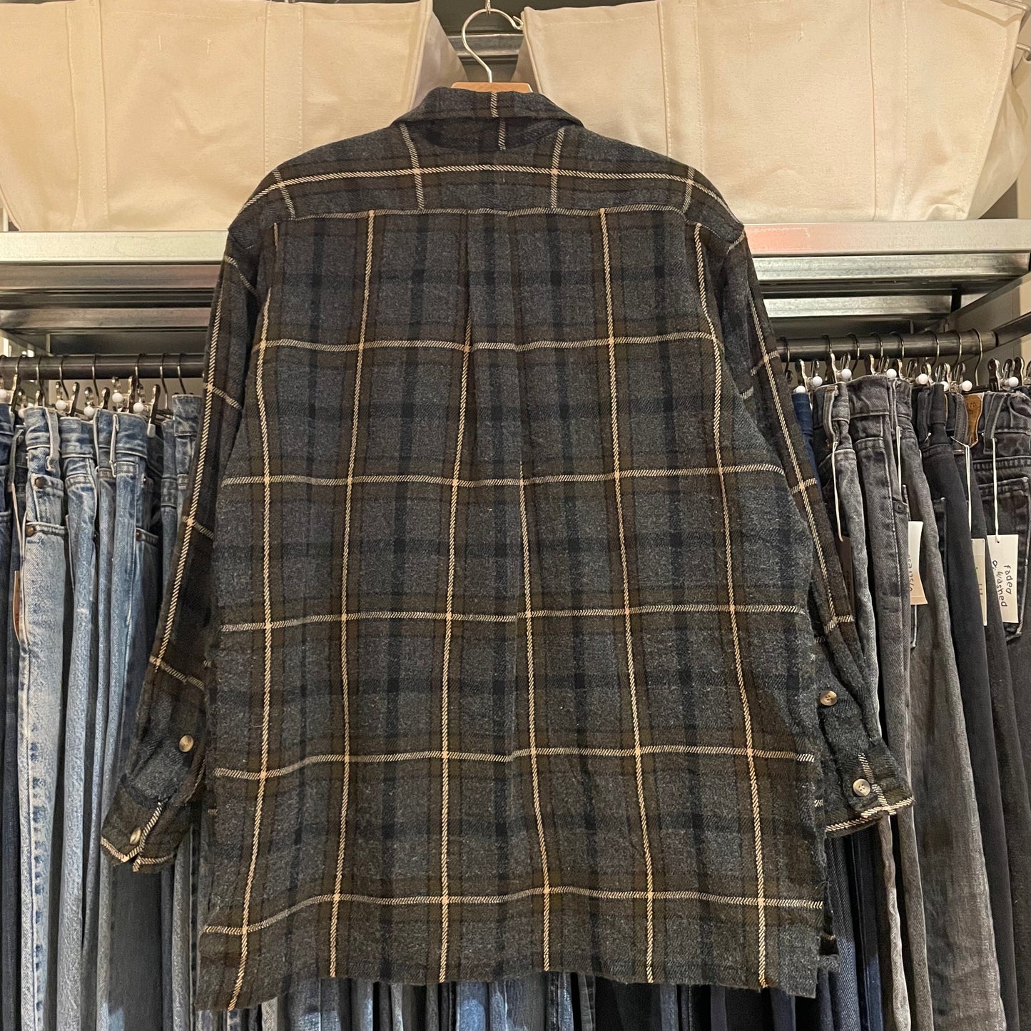 Plaid Quarter Zip Shirt Dark Brown