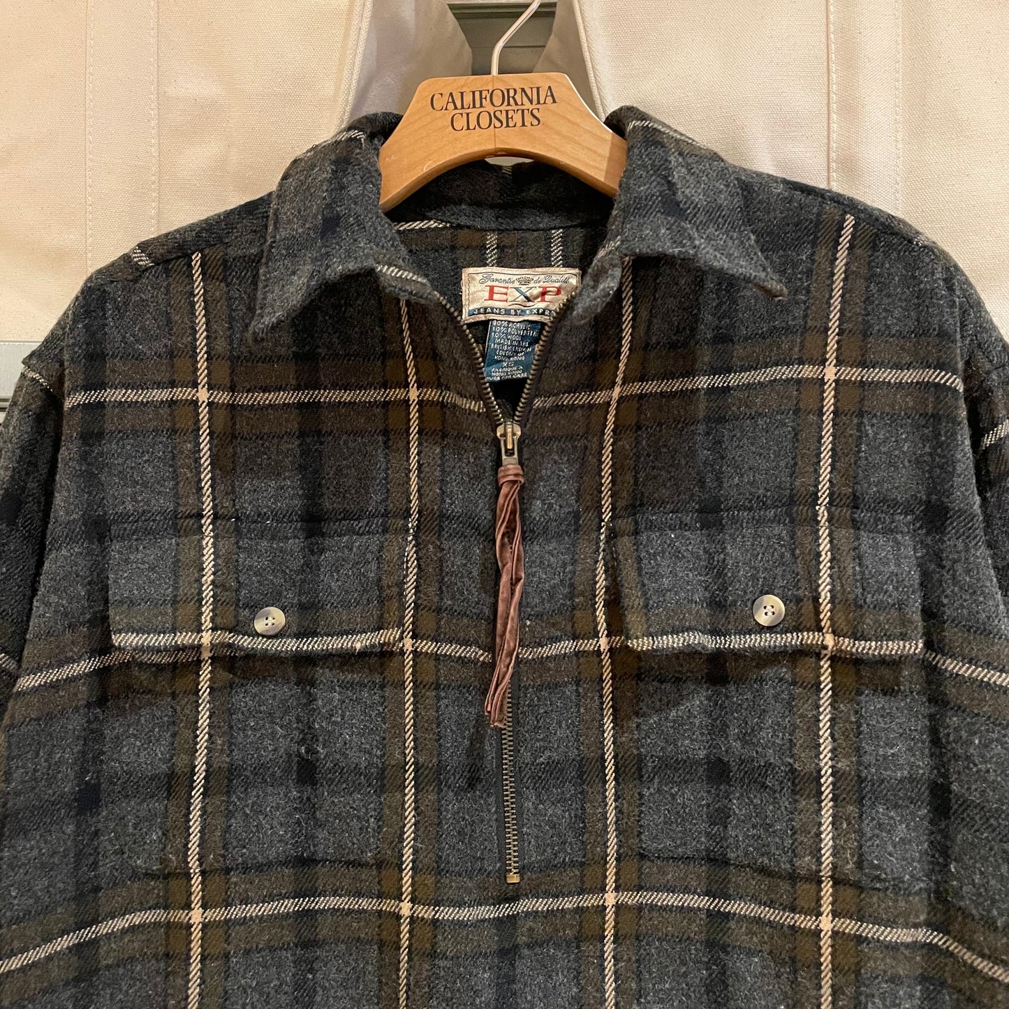 Plaid Quarter Zip Shirt Dark Brown