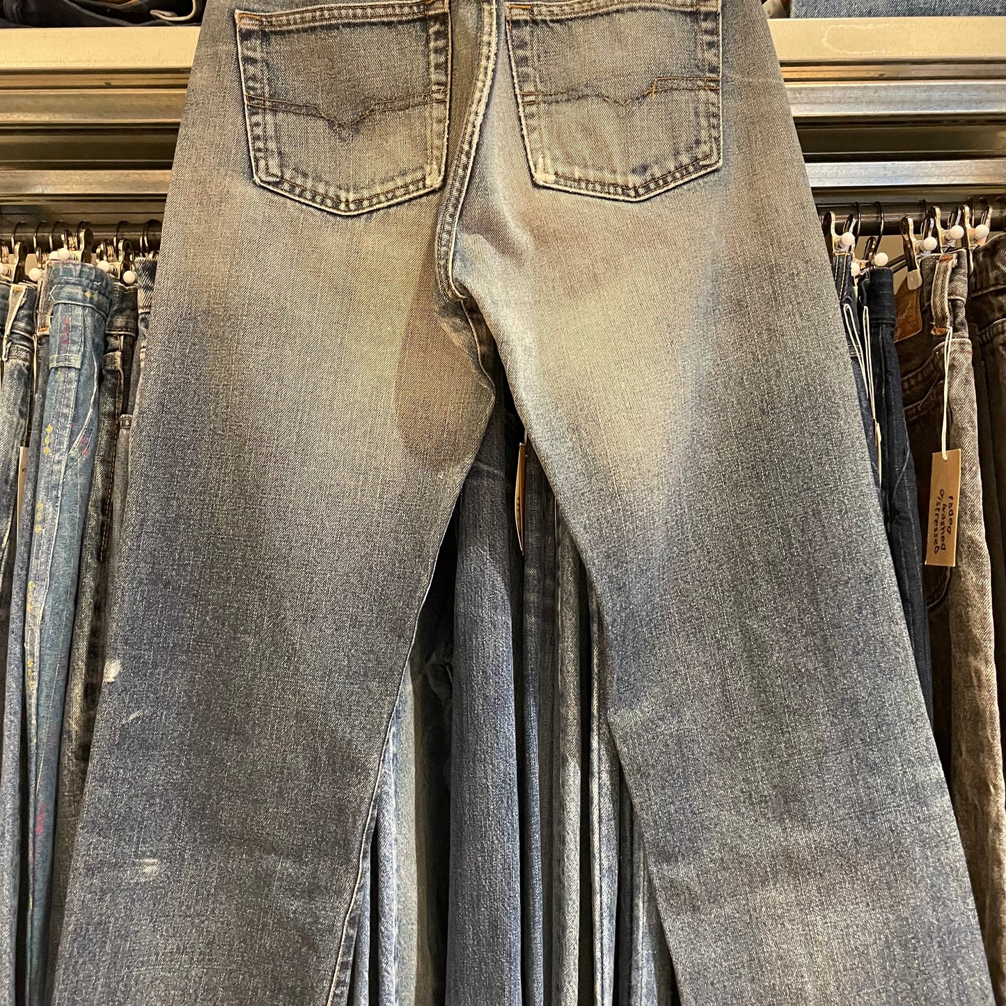 Light Wash Tapered Denim Jeans Italy