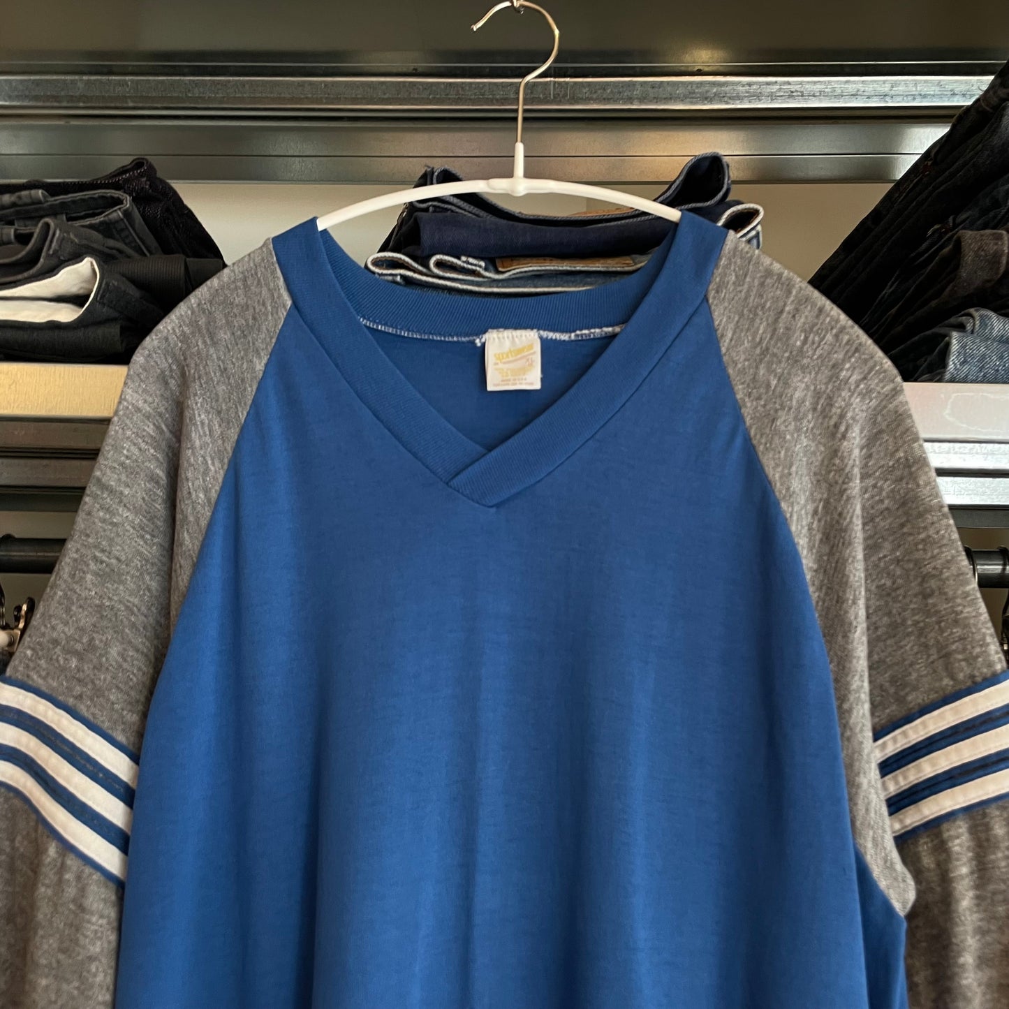 Raglan T-Shirt Blue Cotton