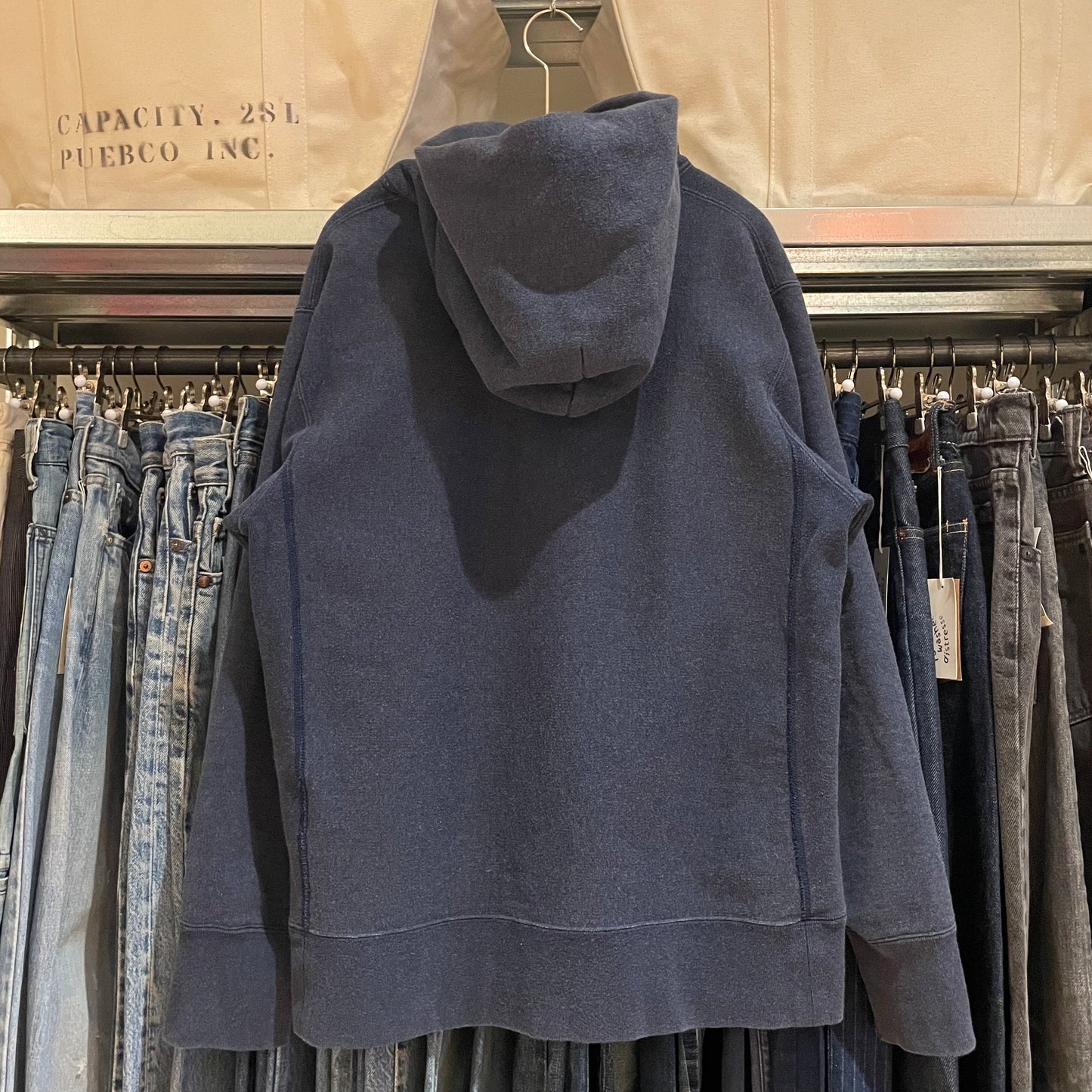 Navy Pullover Hoodie w/ Vintage Inspired Pocket