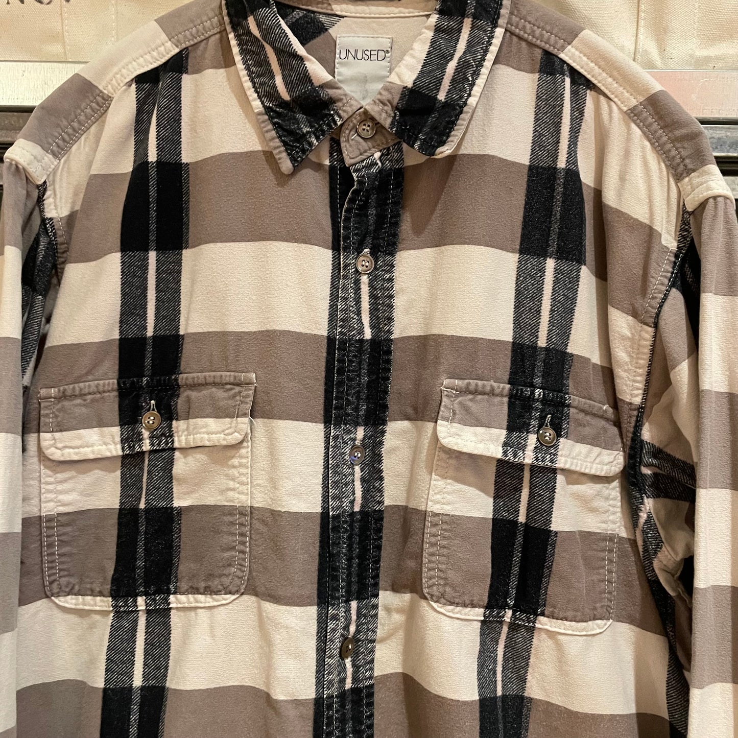 Plaid Pocket Shirt Brown Black