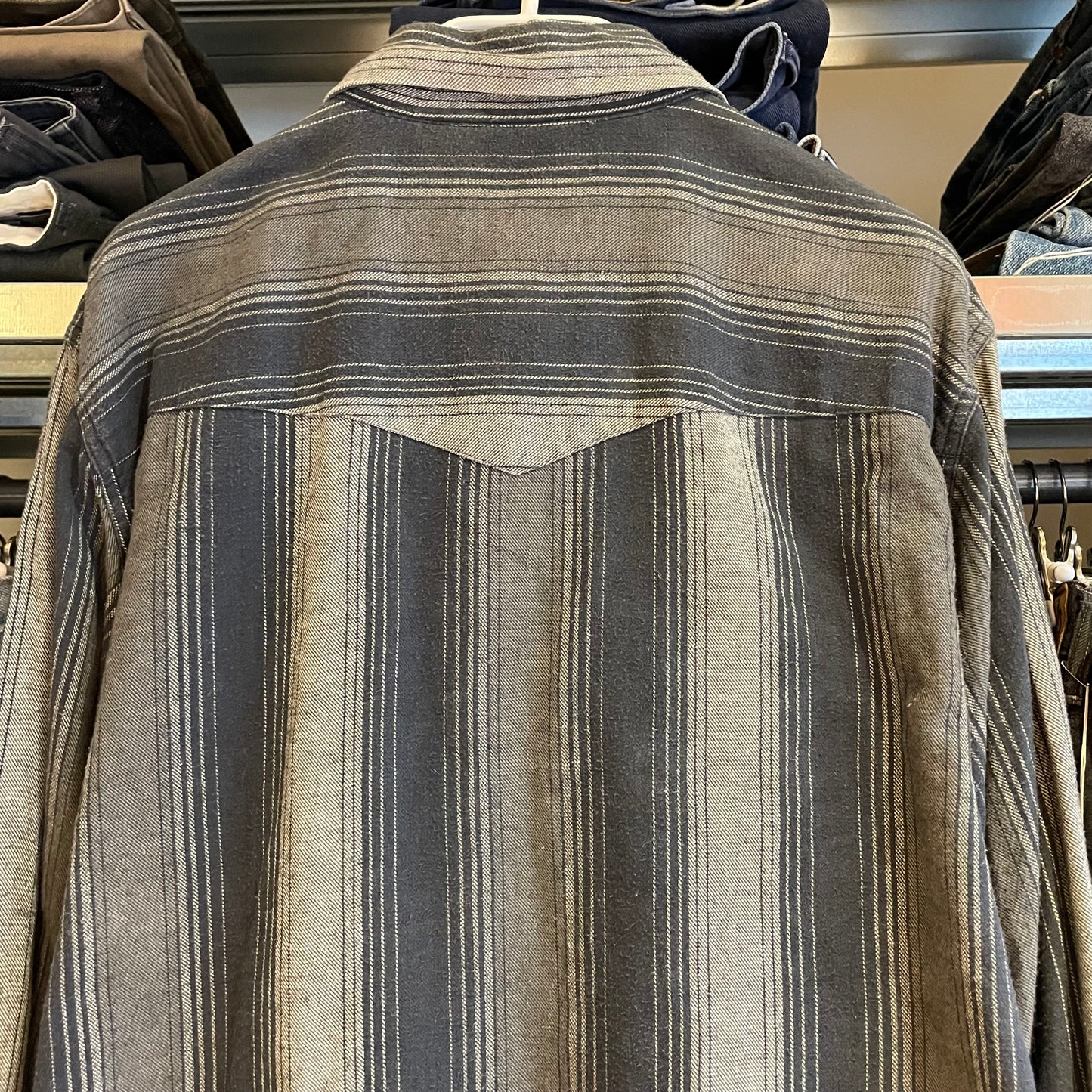 Gray Blue Striped Western Shirt
