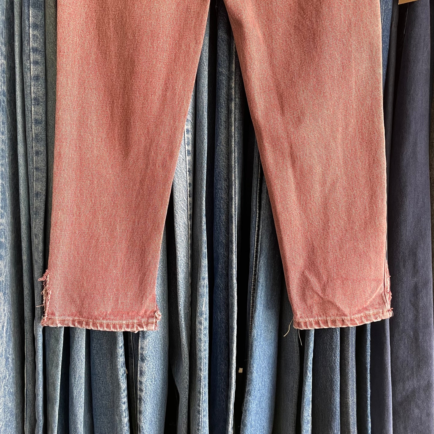Burgundy Denim Pants Lampo Zip