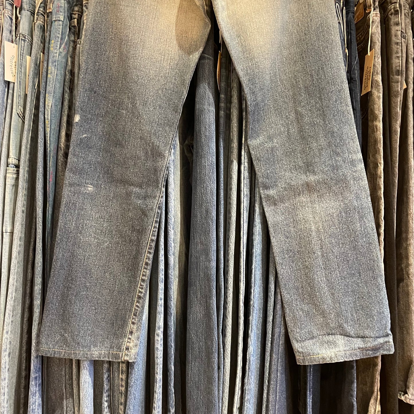 Light Wash Tapered Denim Jeans Italy